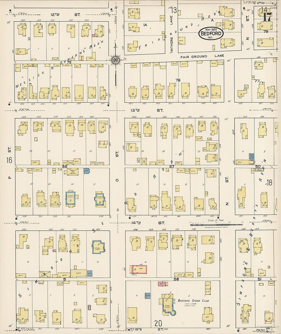 This old map of Oolitic, Lawrence County, Indiana was created by Sanborn Map Company in 1922