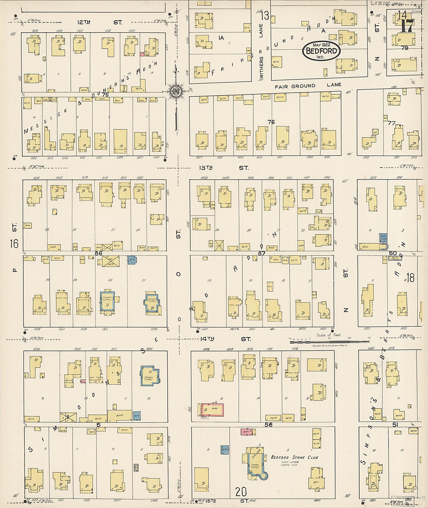 This old map of Oolitic, Lawrence County, Indiana was created by Sanborn Map Company in 1922