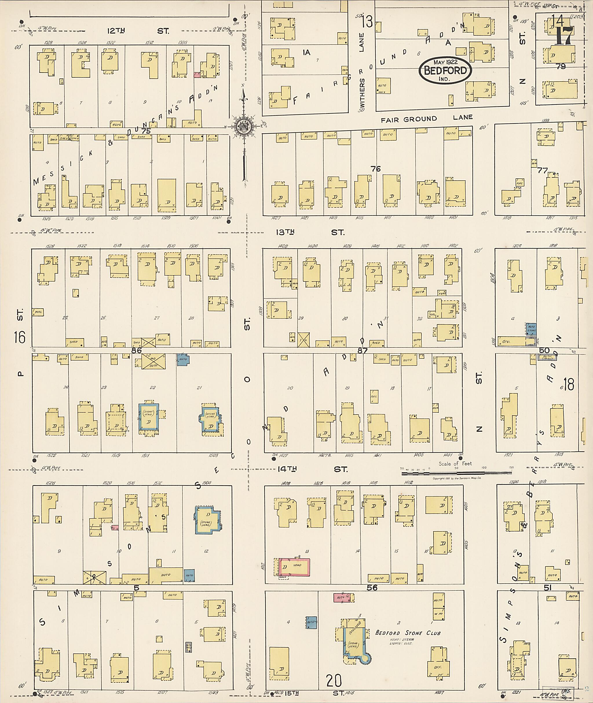 This old map of Oolitic, Lawrence County, Indiana was created by Sanborn Map Company in 1922