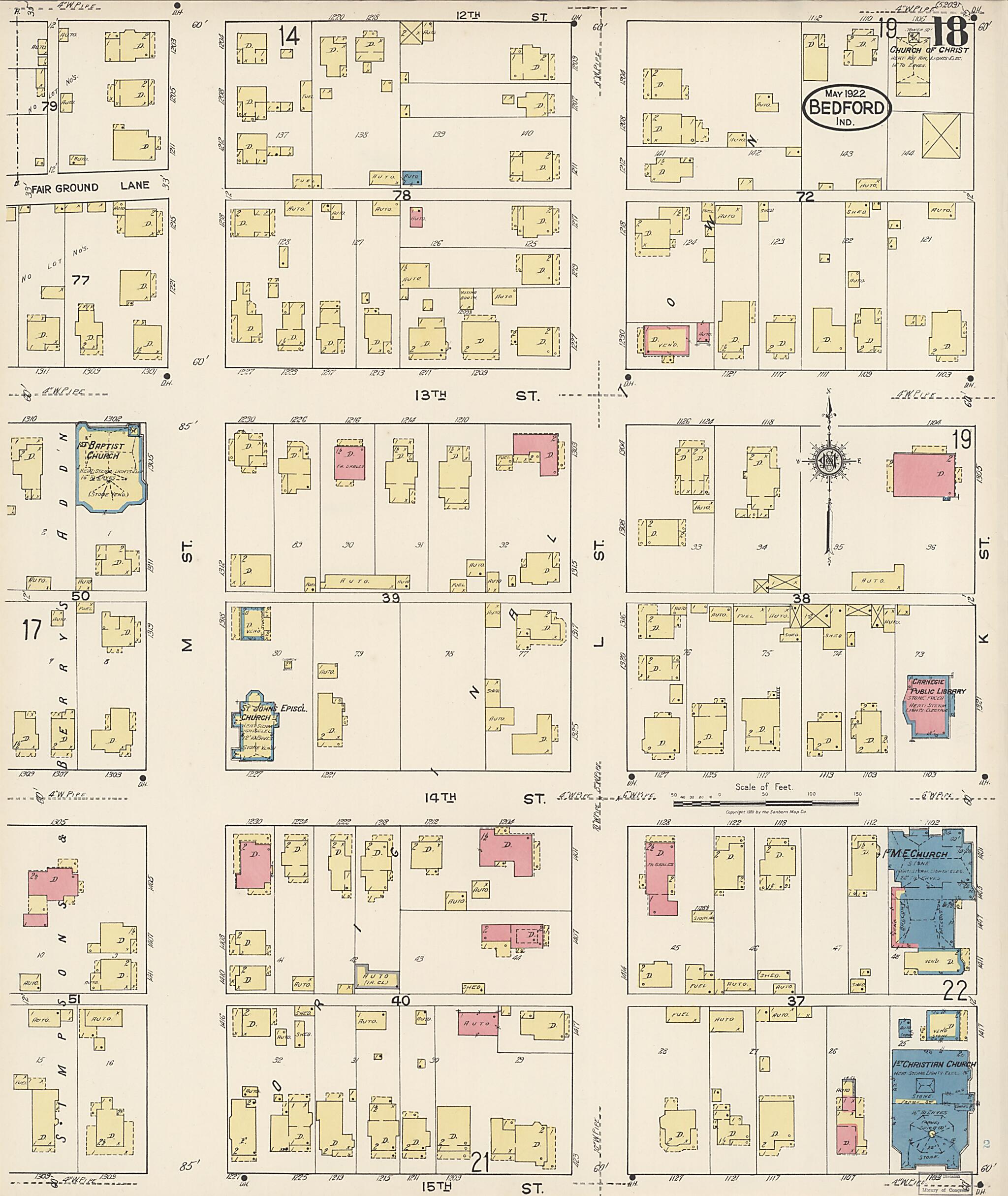 This old map of Oolitic, Lawrence County, Indiana was created by Sanborn Map Company in 1922