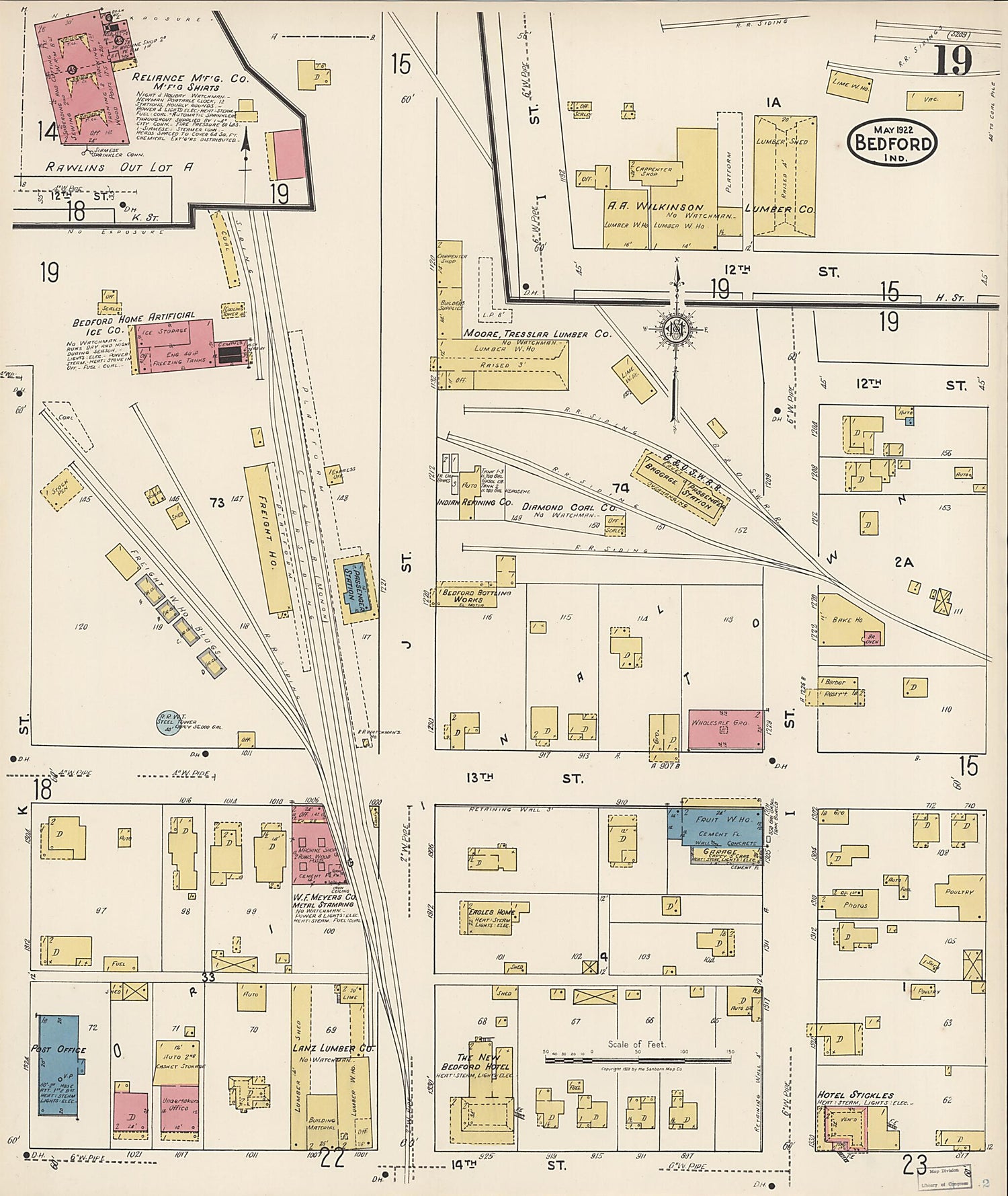 This old map of Oolitic, Lawrence County, Indiana was created by Sanborn Map Company in 1922