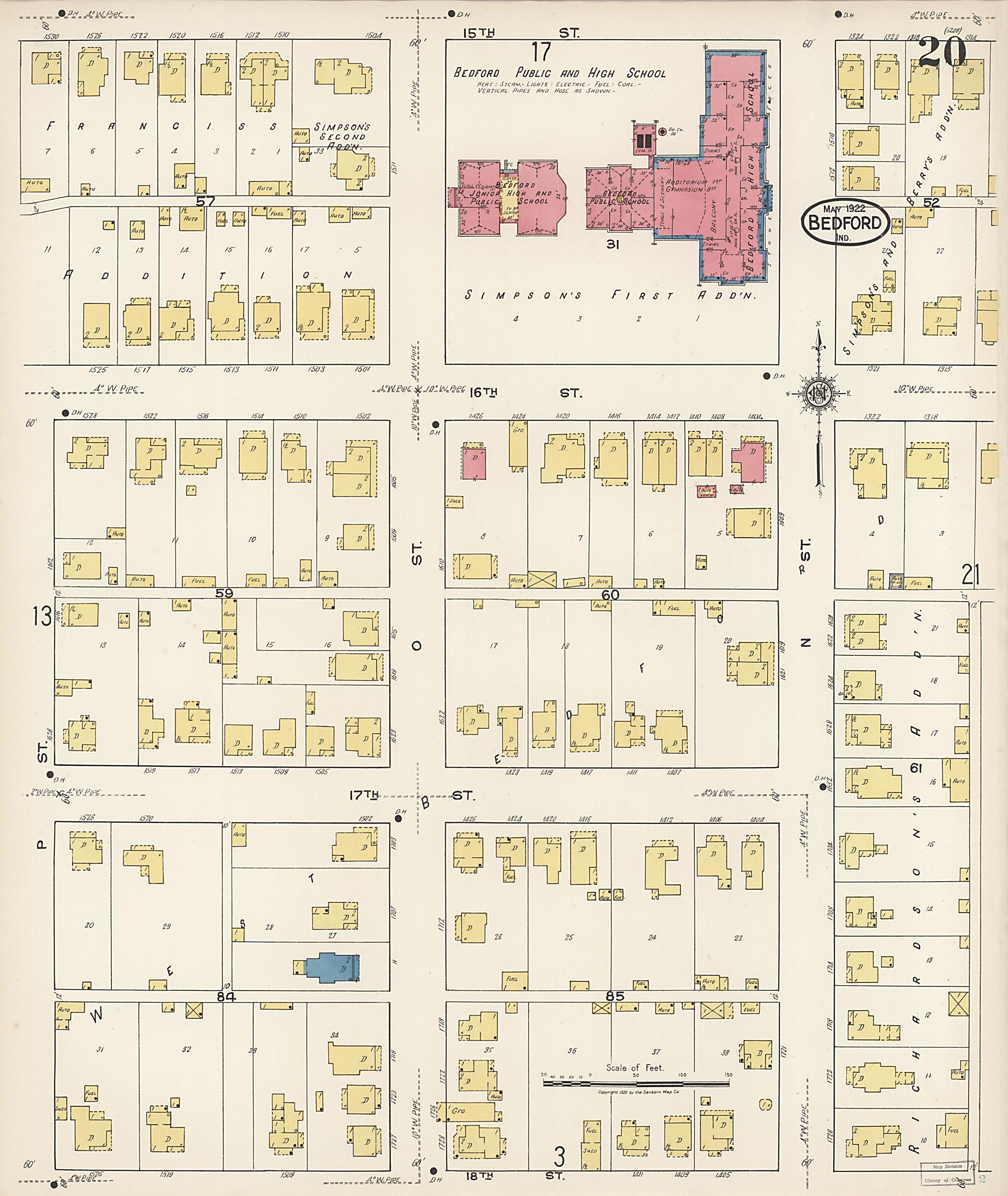 This old map of Oolitic, Lawrence County, Indiana was created by Sanborn Map Company in 1922