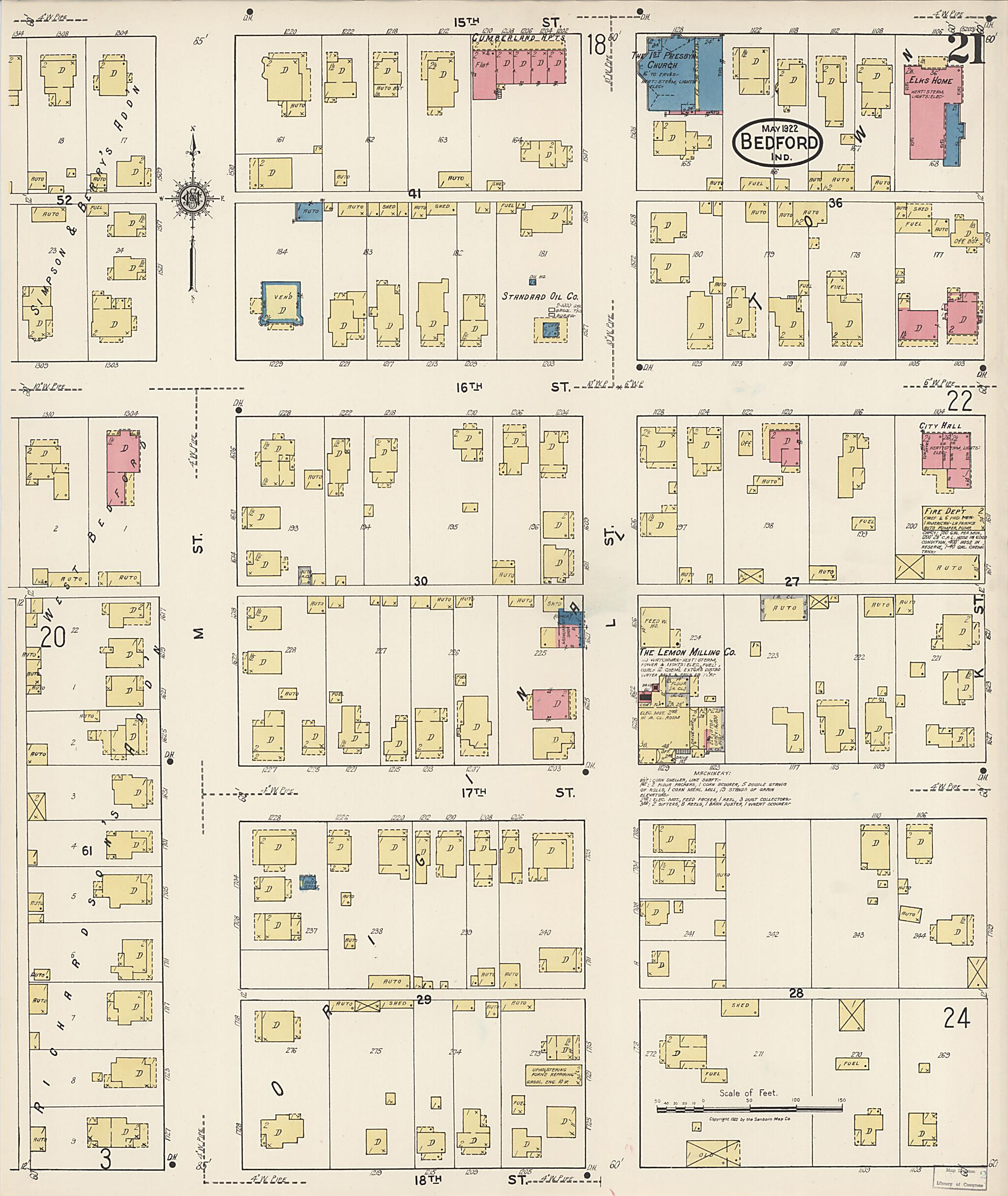 This old map of Oolitic, Lawrence County, Indiana was created by Sanborn Map Company in 1922