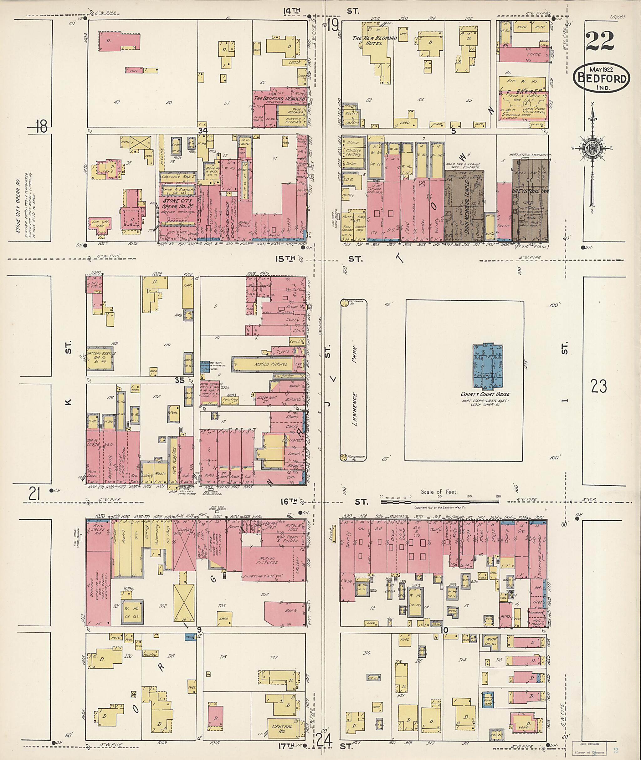 This old map of Oolitic, Lawrence County, Indiana was created by Sanborn Map Company in 1922