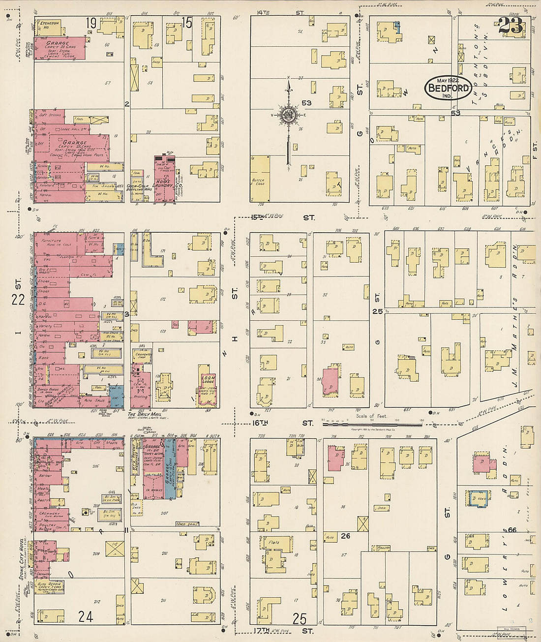 This old map of Oolitic, Lawrence County, Indiana was created by Sanborn Map Company in 1922