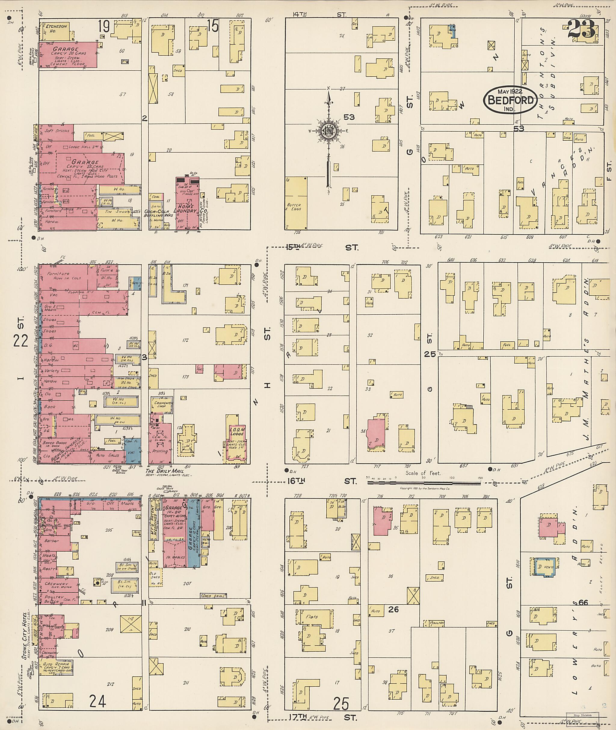 This old map of Oolitic, Lawrence County, Indiana was created by Sanborn Map Company in 1922