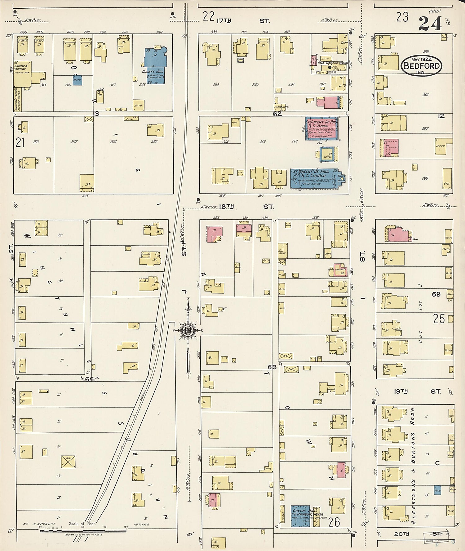 This old map of Oolitic, Lawrence County, Indiana was created by Sanborn Map Company in 1922