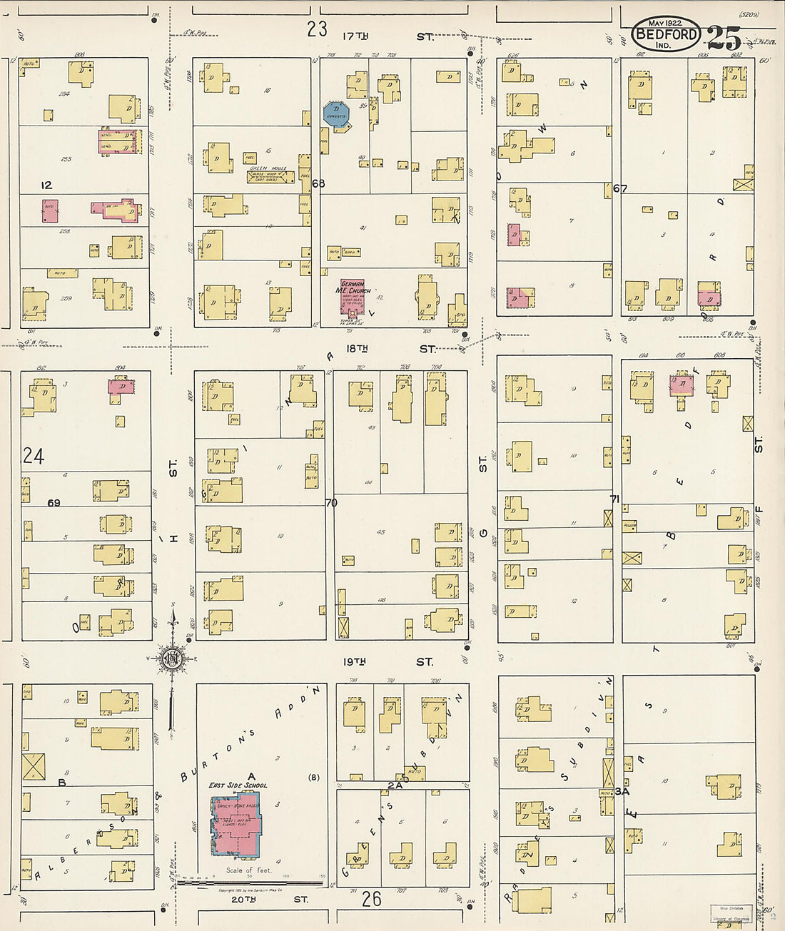 This old map of Oolitic, Lawrence County, Indiana was created by Sanborn Map Company in 1922