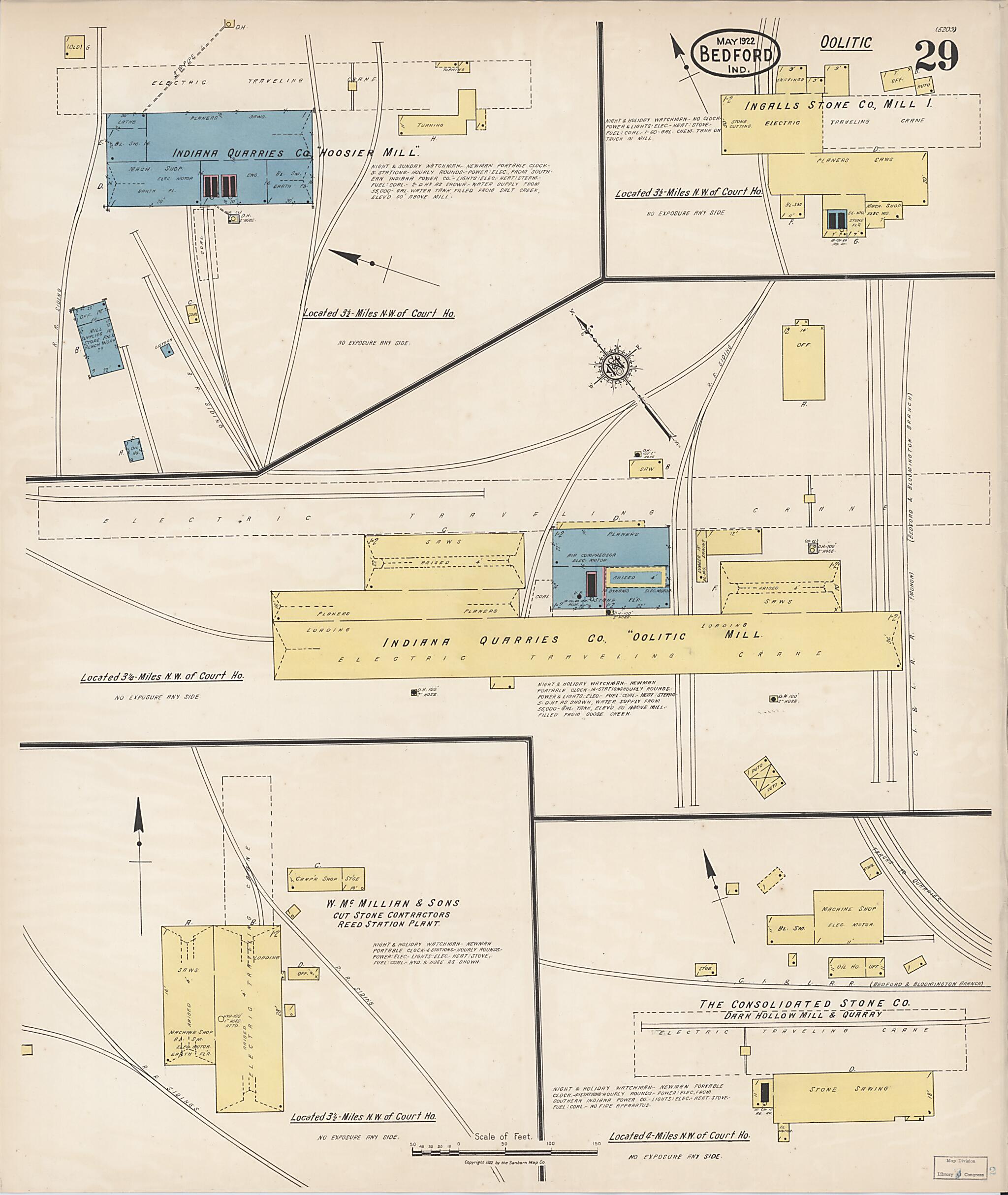 This old map of Oolitic, Lawrence County, Indiana was created by Sanborn Map Company in 1922