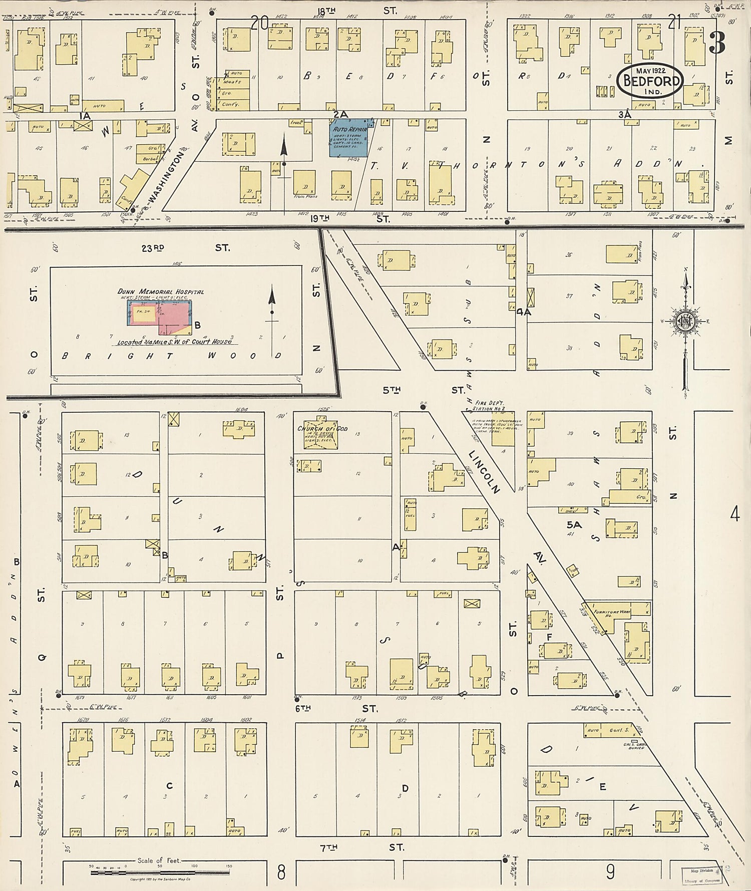 This old map of Oolitic, Lawrence County, Indiana was created by Sanborn Map Company in 1922