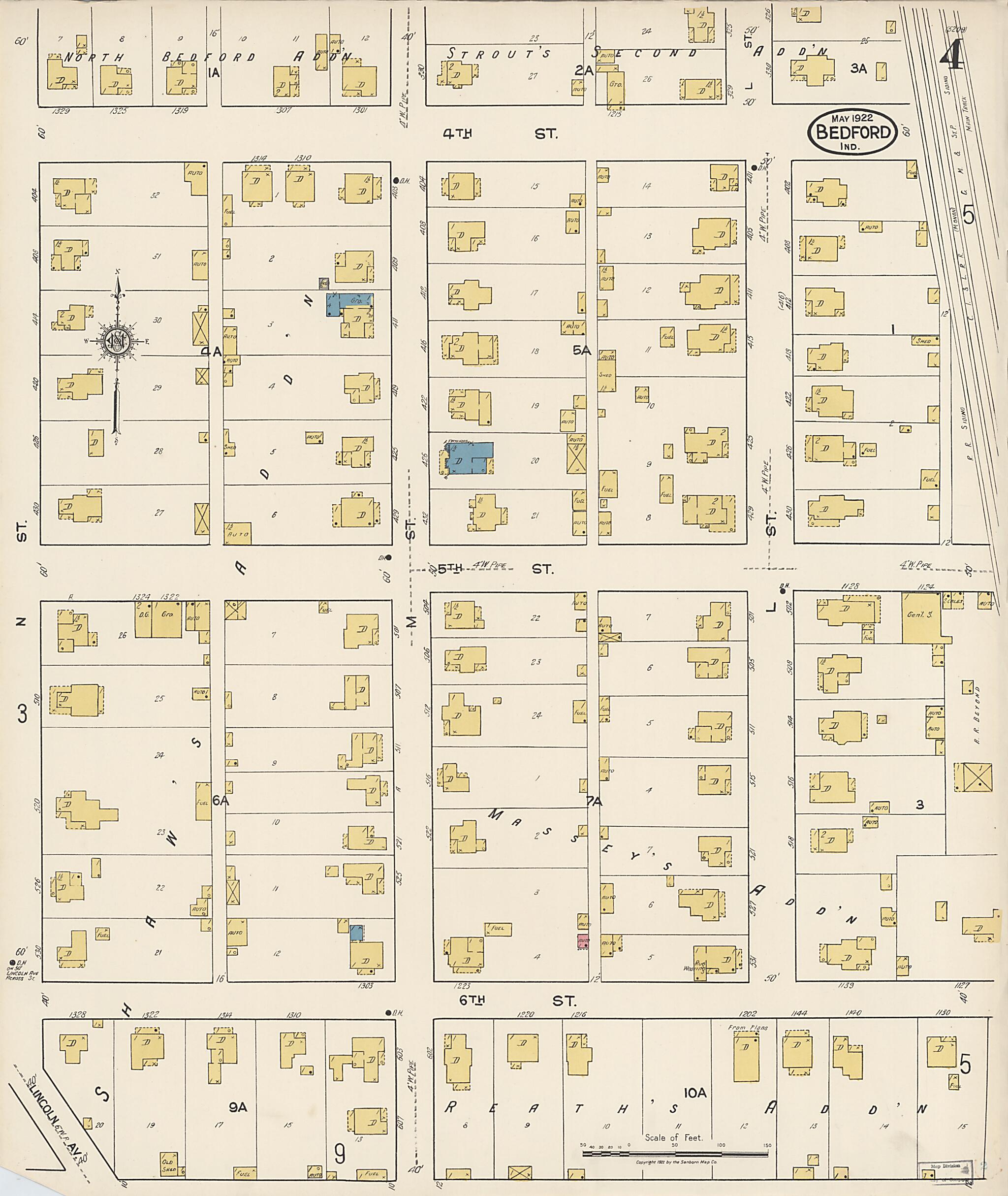 This old map of Oolitic, Lawrence County, Indiana was created by Sanborn Map Company in 1922