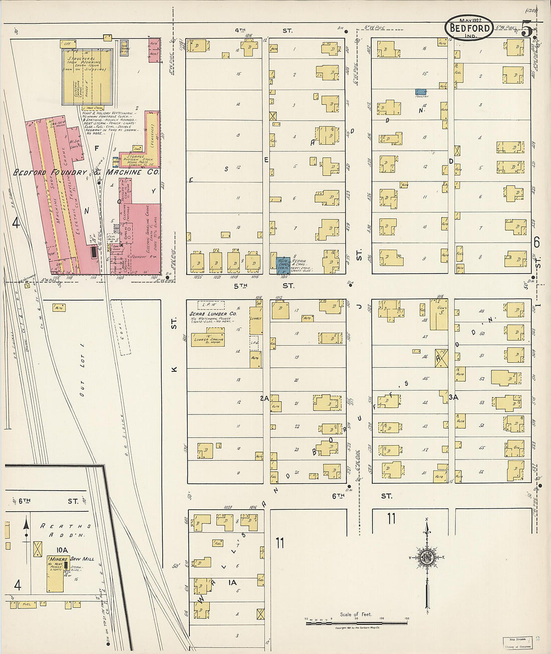 This old map of Oolitic, Lawrence County, Indiana was created by Sanborn Map Company in 1922