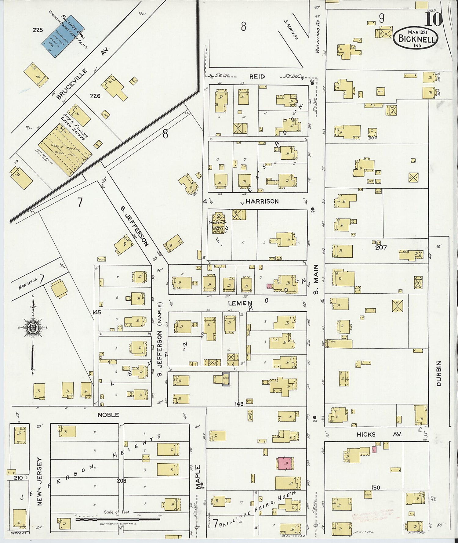 This old map of Bicknell, Knox County, Indiana was created by Sanborn Map Company in 1921