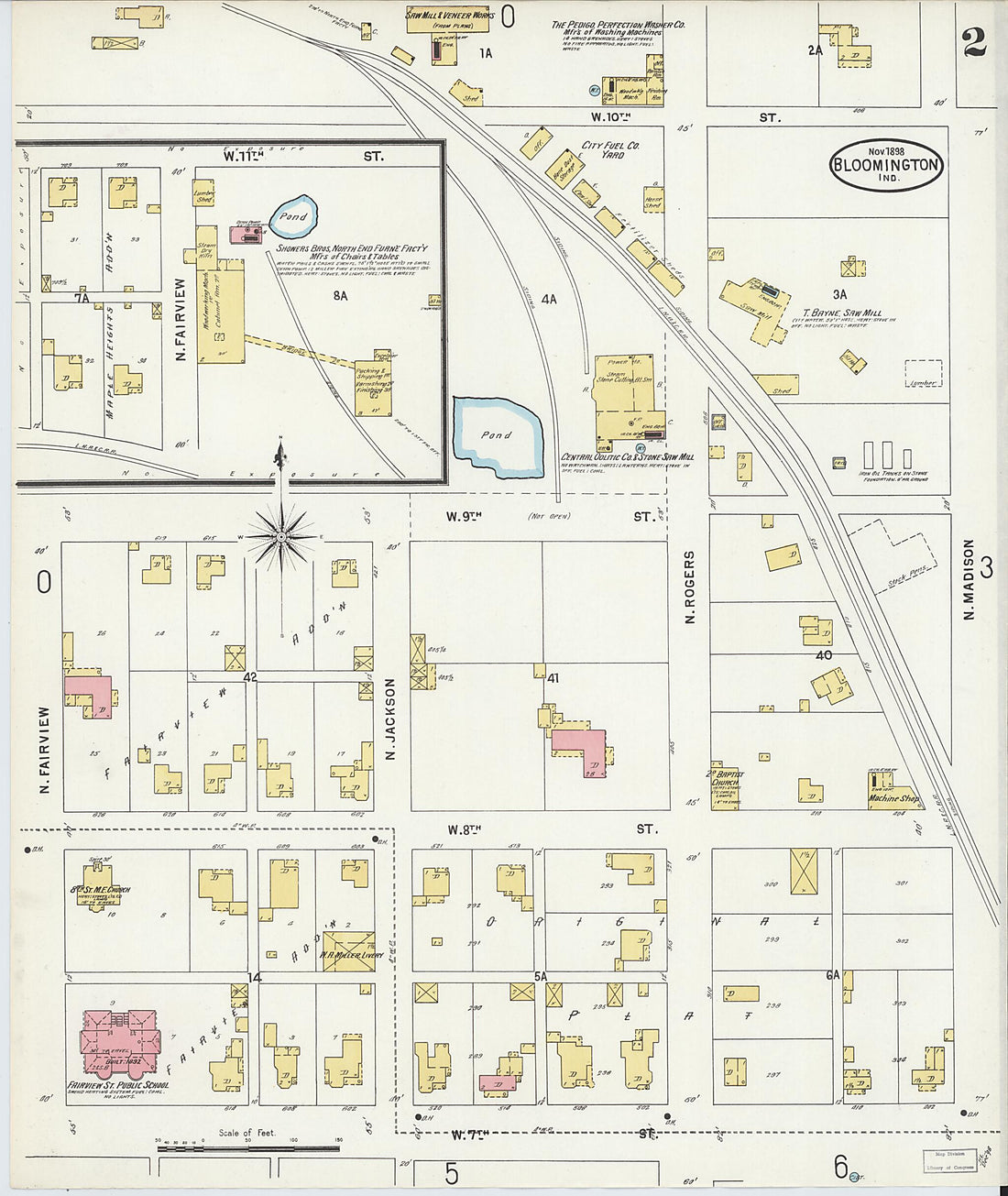 This old map of Bloomington, Monroe County, Indiana was created by Sanborn Map Company in 1898