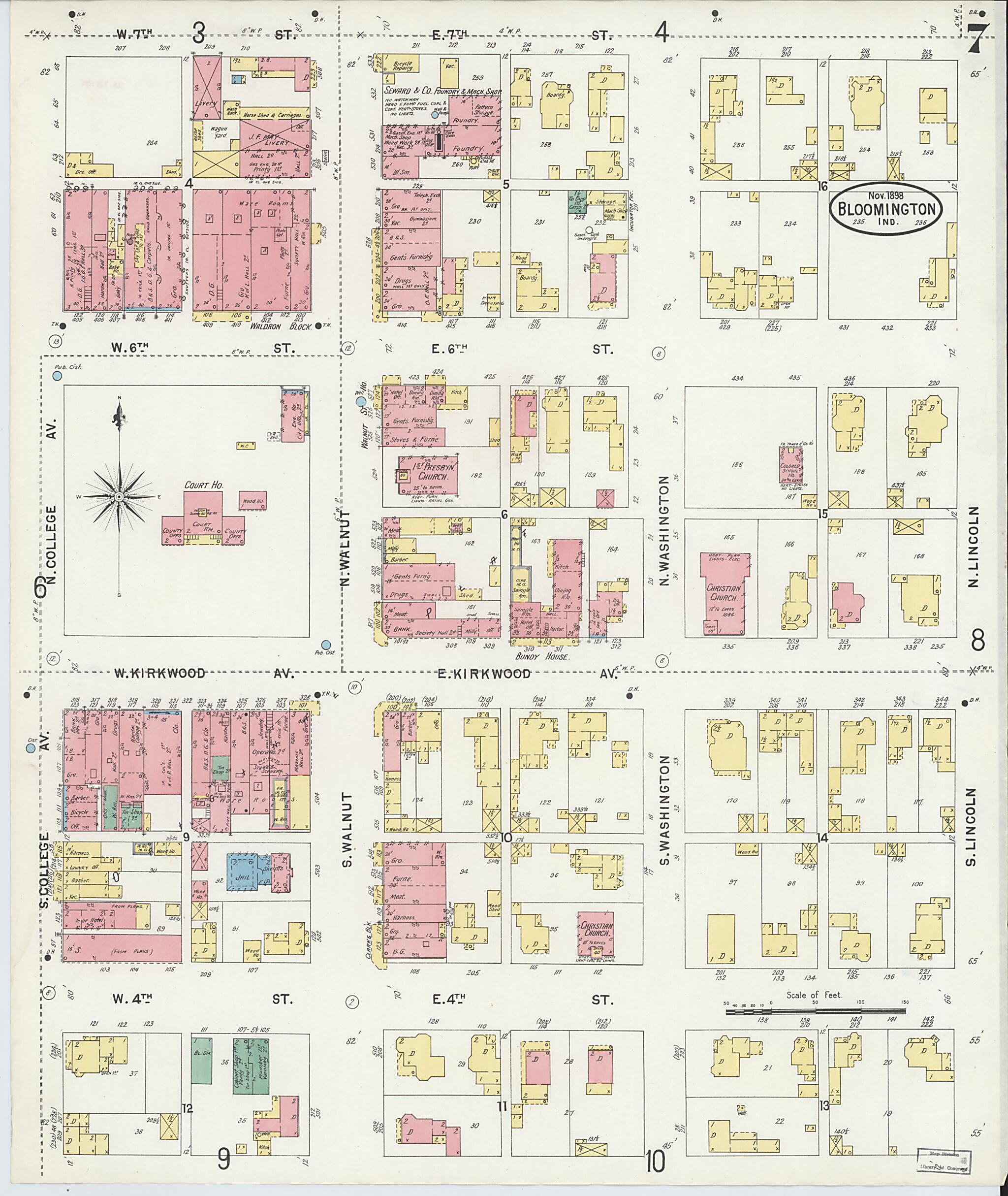 Old Map of Bloomington, Monroe County, Indiana [1898] Bloomington ...