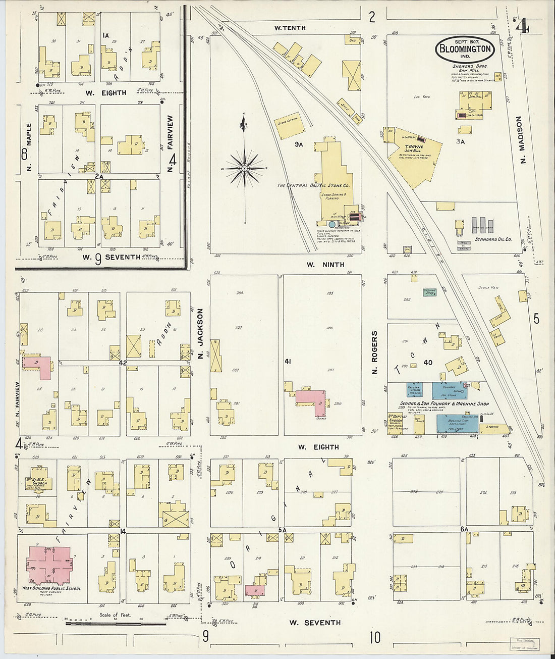 This old map of Bloomington, Monroe County, Indiana was created by Sanborn Map Company in 1907