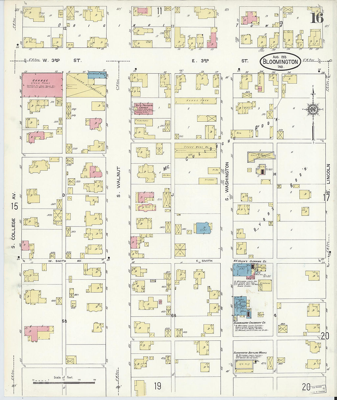 This old map of Bloomington, Monroe County, Indiana was created by Sanborn Map Company in 1913