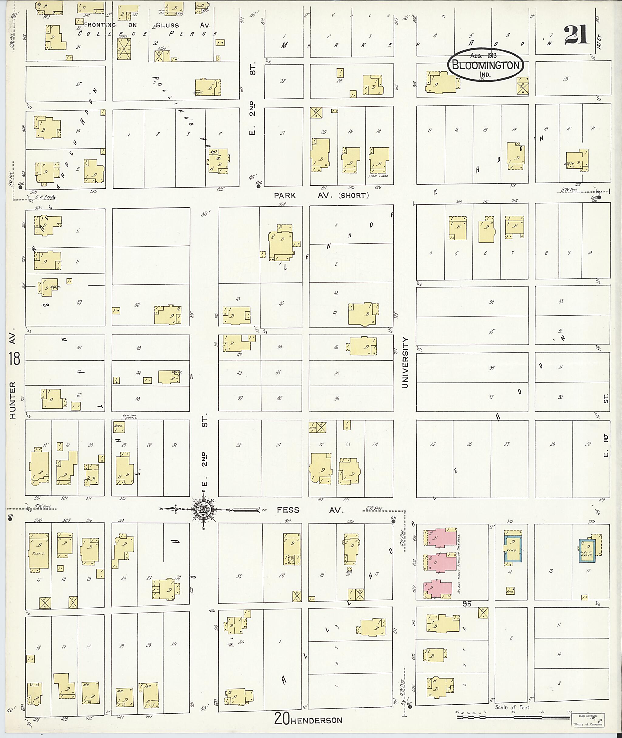 Old Map of Bloomington, Monroe County, Indiana [1913] Bloomington ...