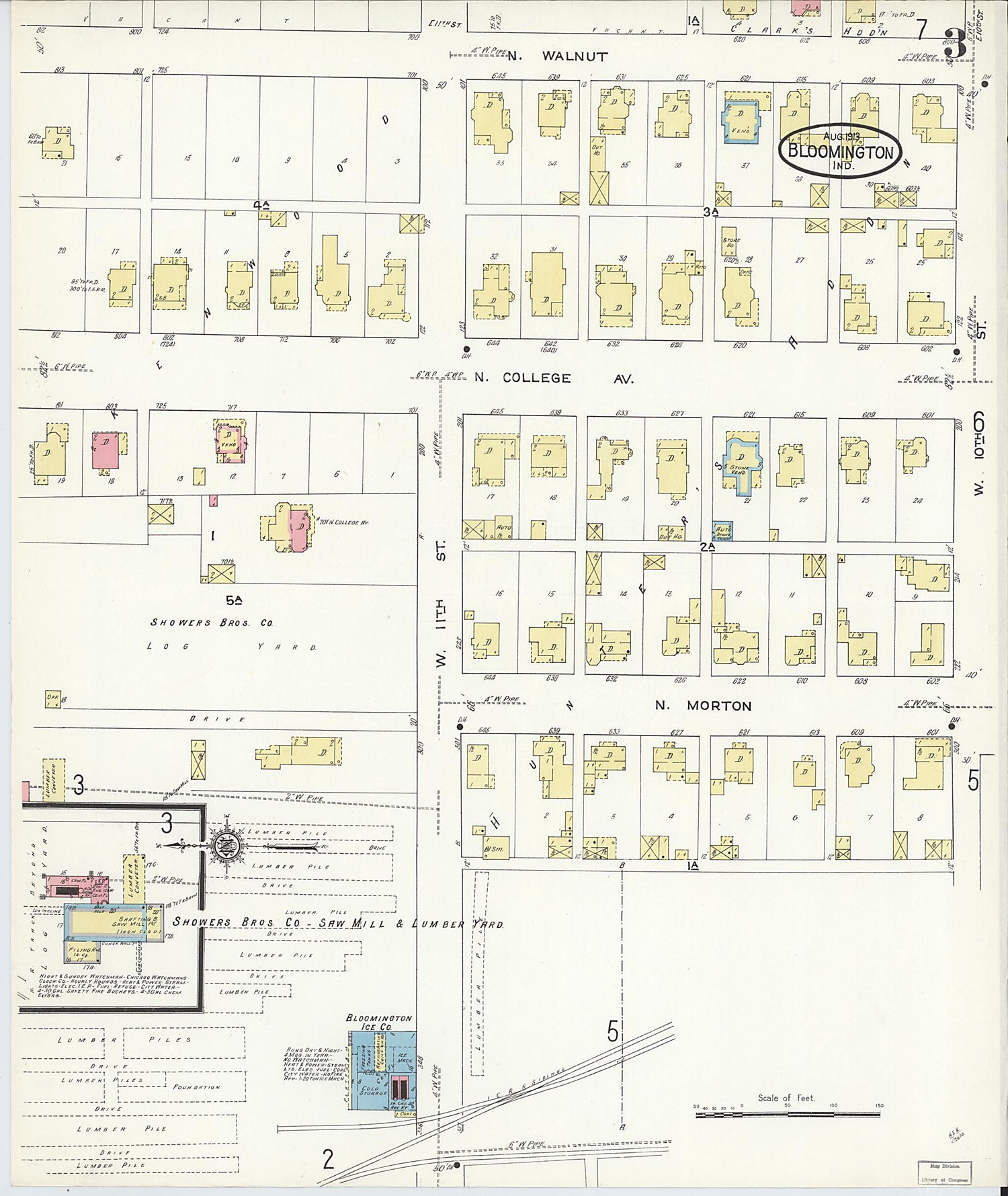 This old map of Bloomington, Monroe County, Indiana was created by Sanborn Map Company in 1913