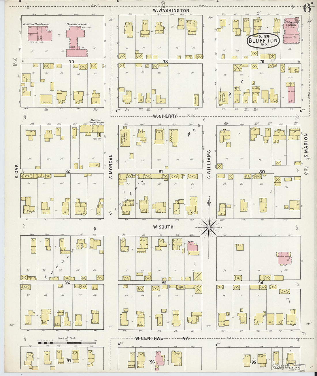 This old map of Bluffton, Wells County, Indiana was created by Sanborn Map Company in 1895