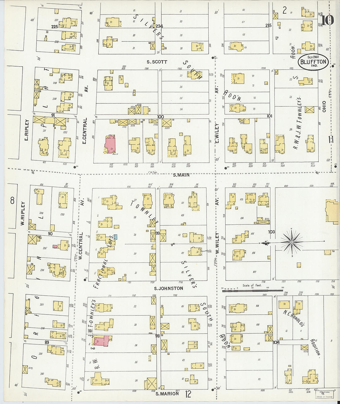 This old map of Bluffton, Wells County, Indiana was created by Sanborn Map Company in 1900