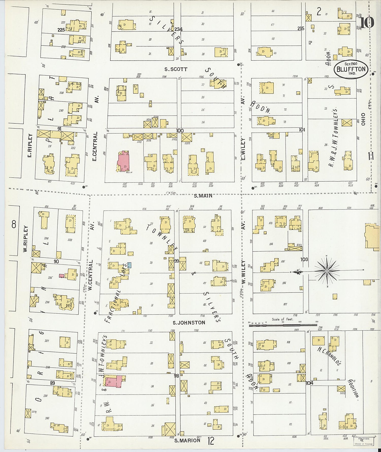 This old map of Bluffton, Wells County, Indiana was created by Sanborn Map Company in 1900