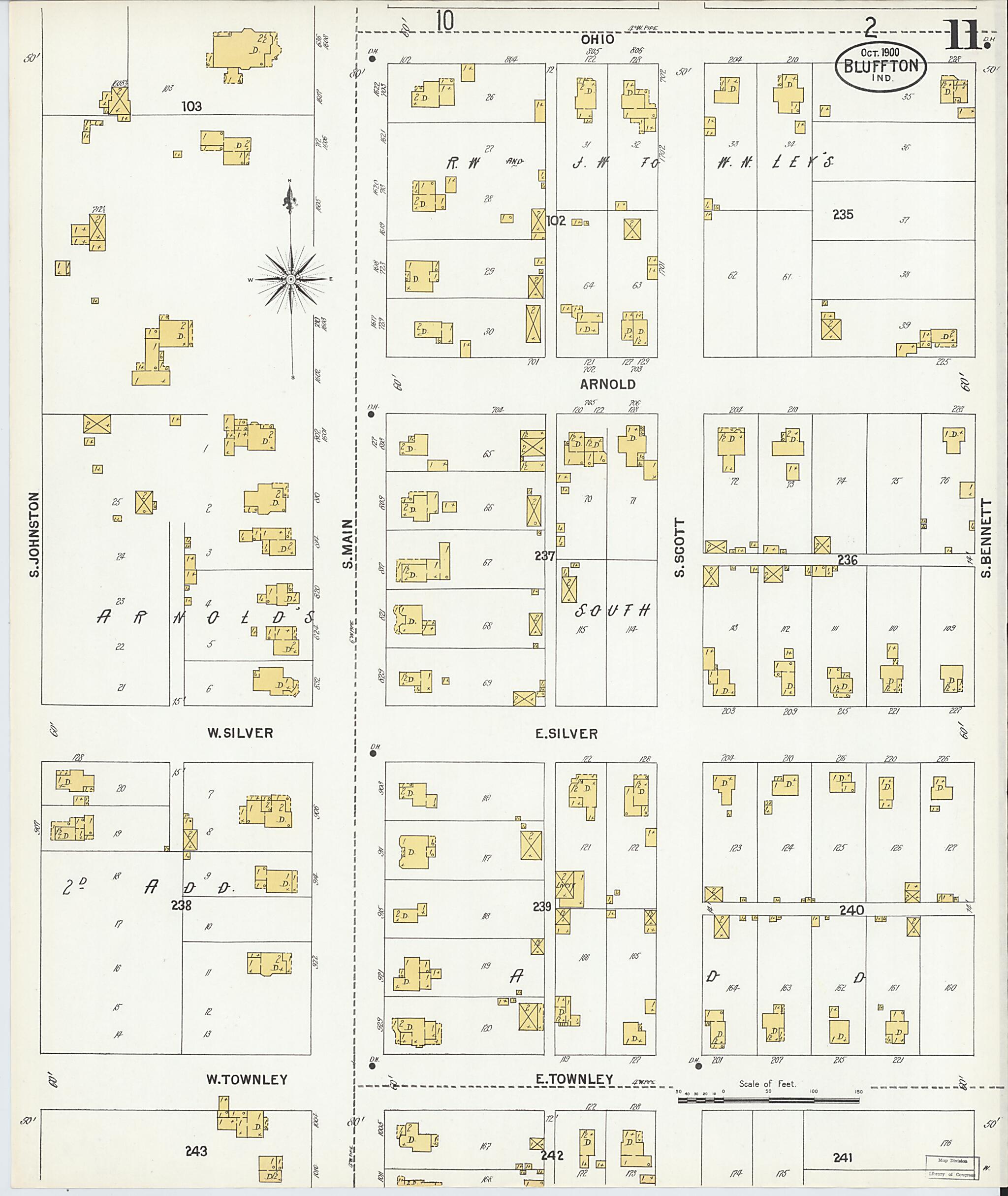 This old map of Bluffton, Wells County, Indiana was created by Sanborn Map Company in 1900