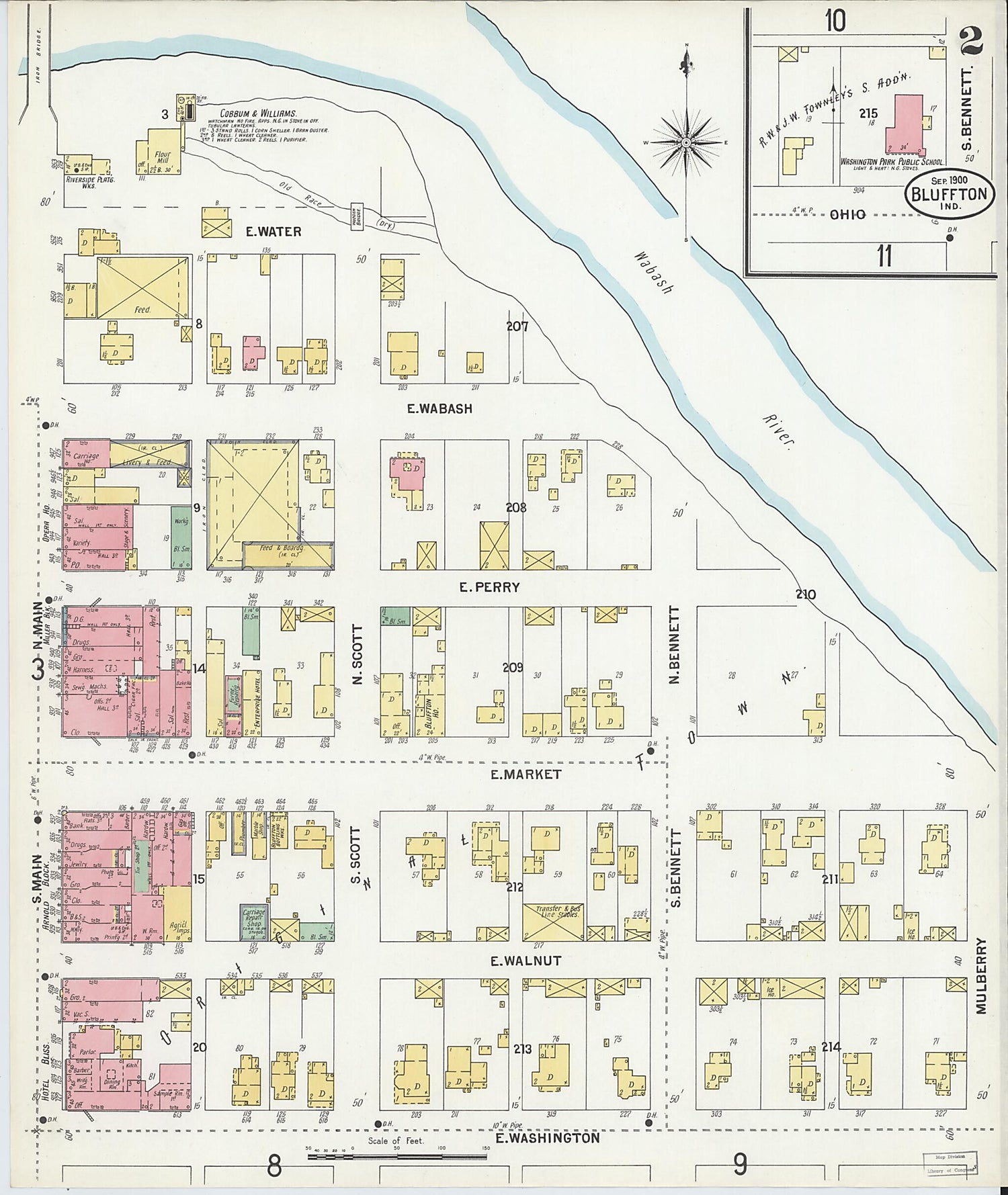 This old map of Bluffton, Wells County, Indiana was created by Sanborn Map Company in 1900