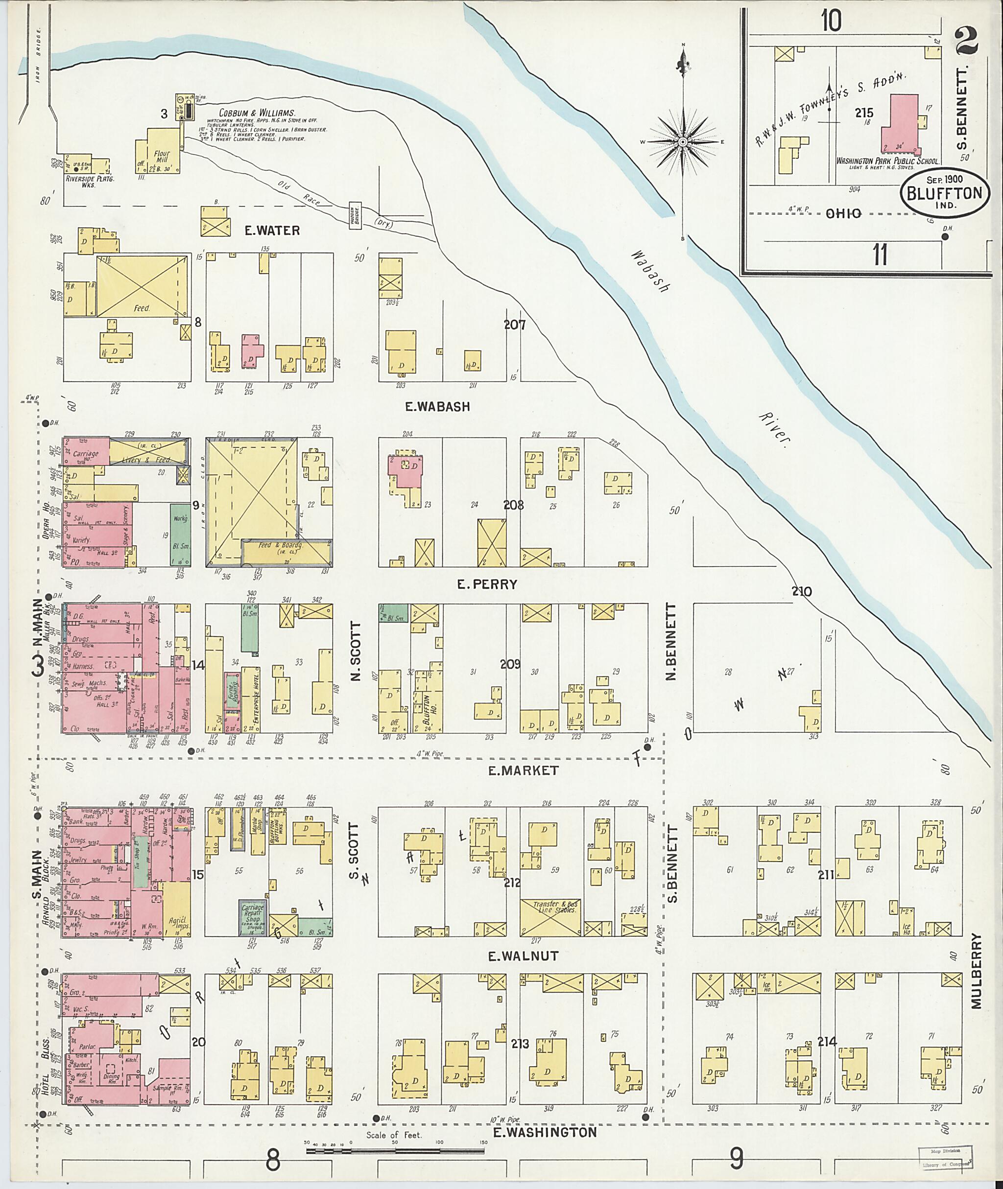 This old map of Bluffton, Wells County, Indiana was created by Sanborn Map Company in 1900