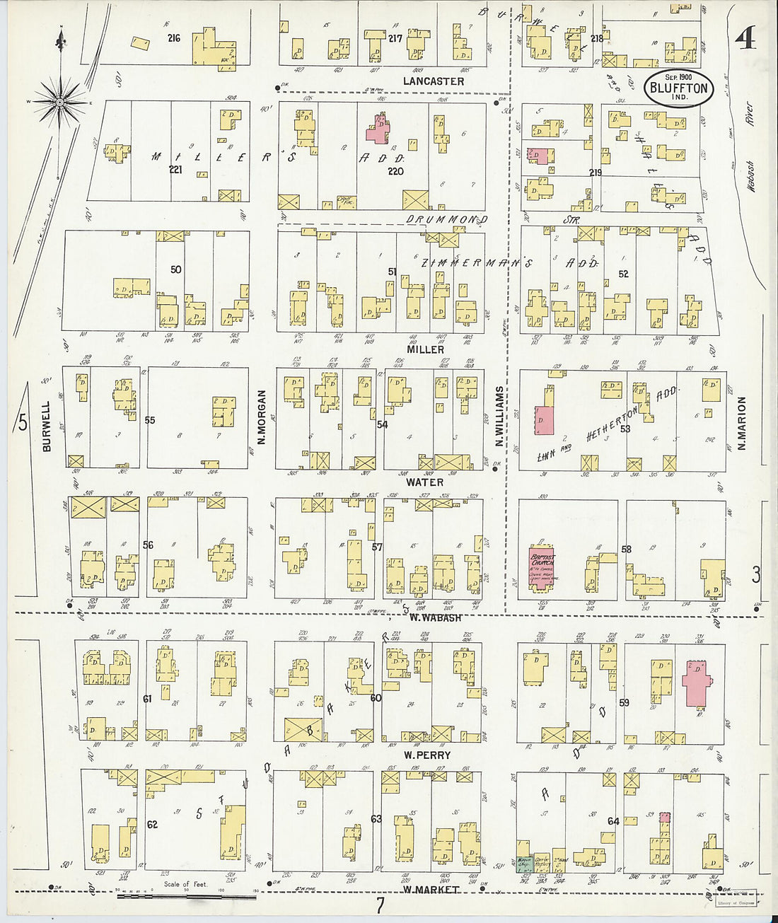 This old map of Bluffton, Wells County, Indiana was created by Sanborn Map Company in 1900