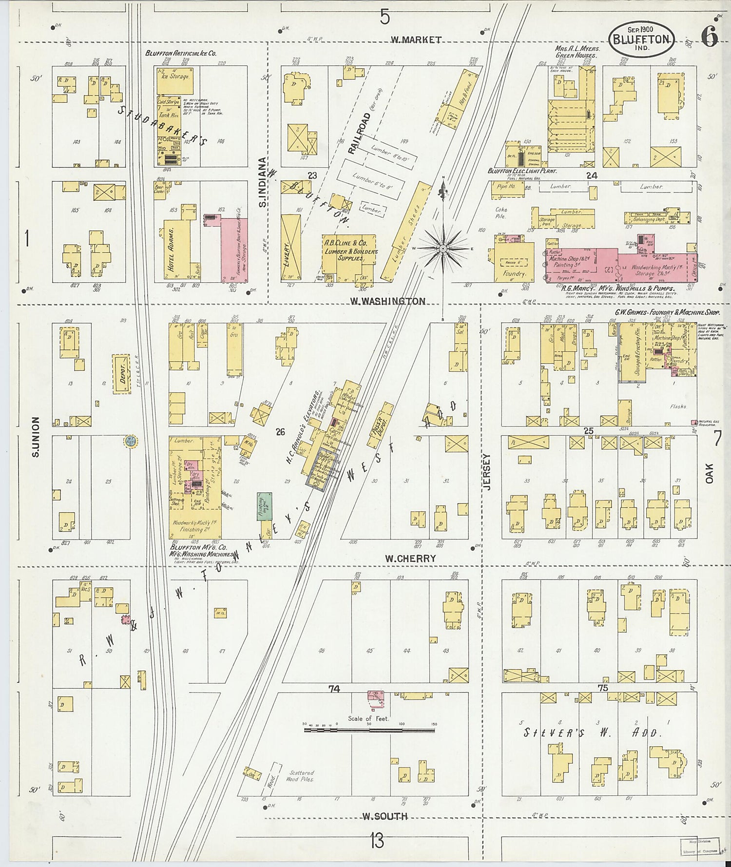 This old map of Bluffton, Wells County, Indiana was created by Sanborn Map Company in 1900