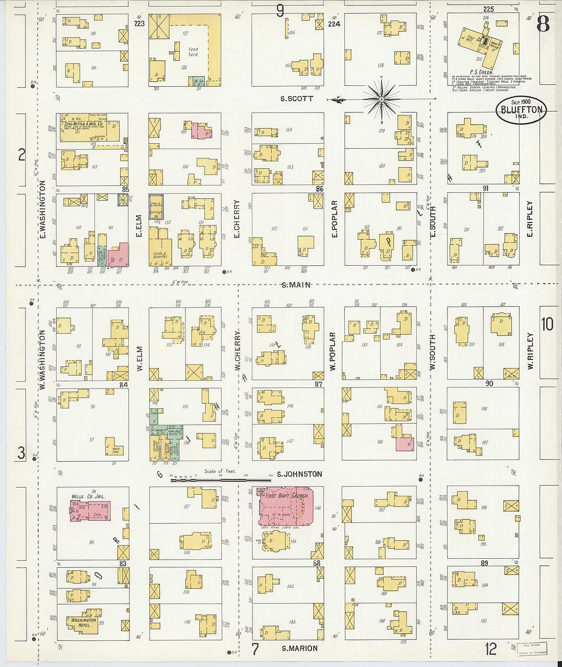 This old map of Bluffton, Wells County, Indiana was created by Sanborn Map Company in 1900