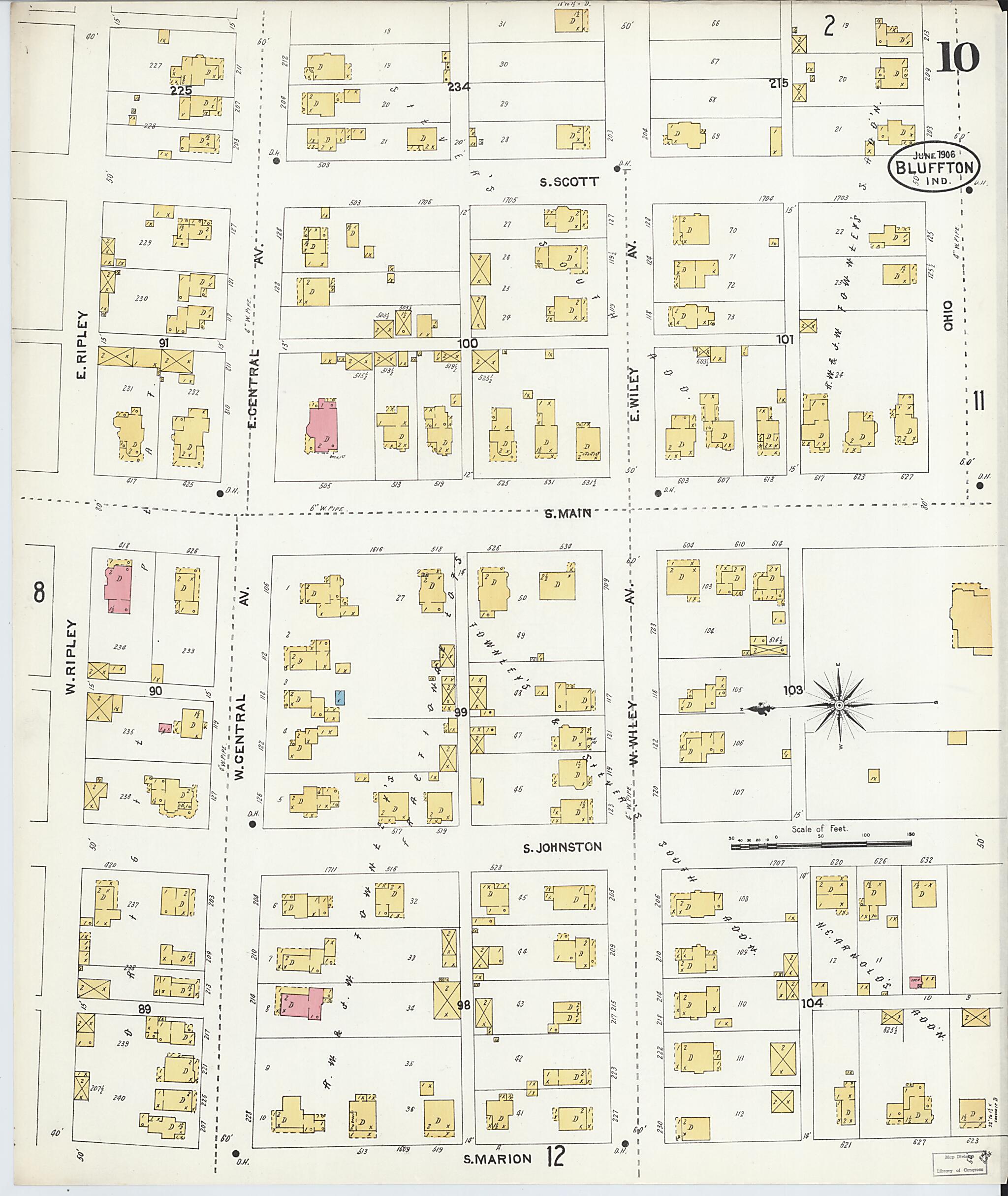 This old map of Bluffton, Wells County, Indiana was created by Sanborn Map Company in 1906