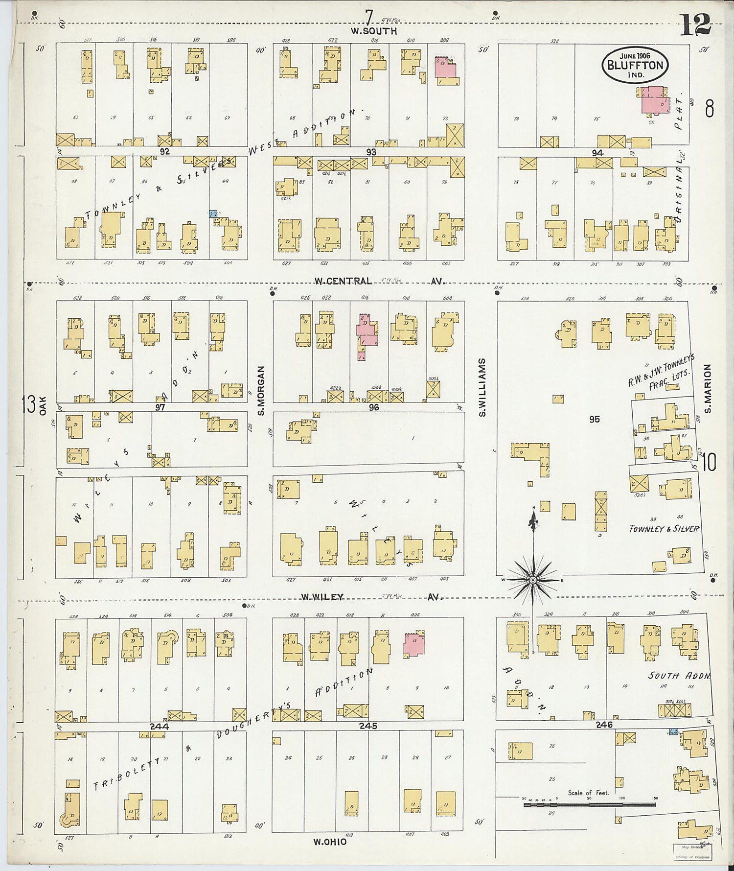 This old map of Bluffton, Wells County, Indiana was created by Sanborn Map Company in 1906