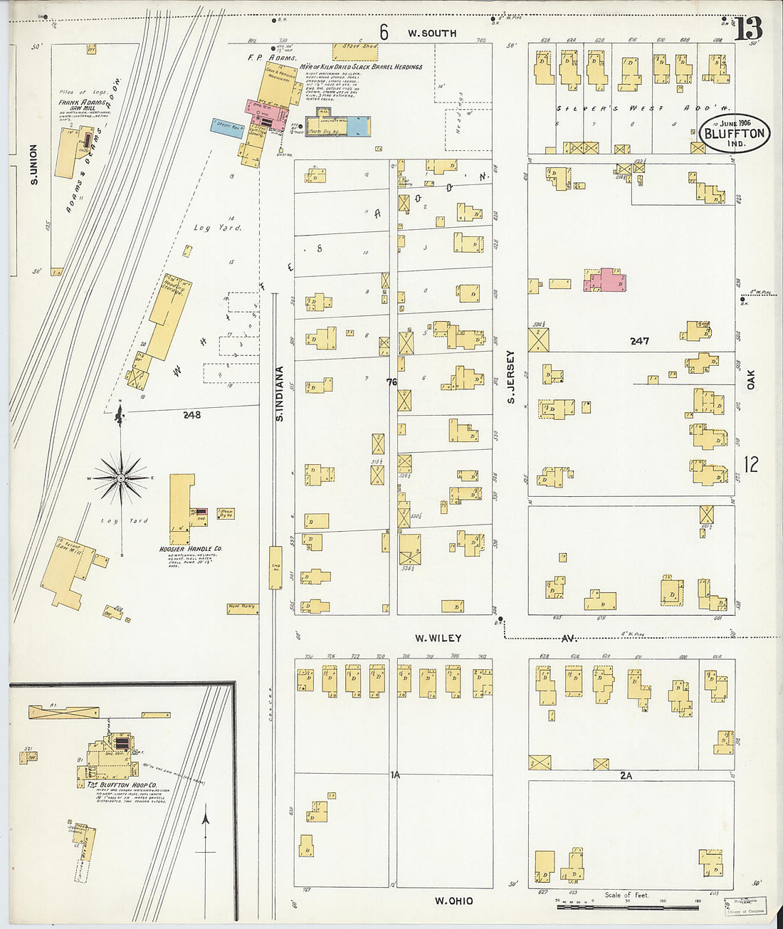 This old map of Bluffton, Wells County, Indiana was created by Sanborn Map Company in 1906