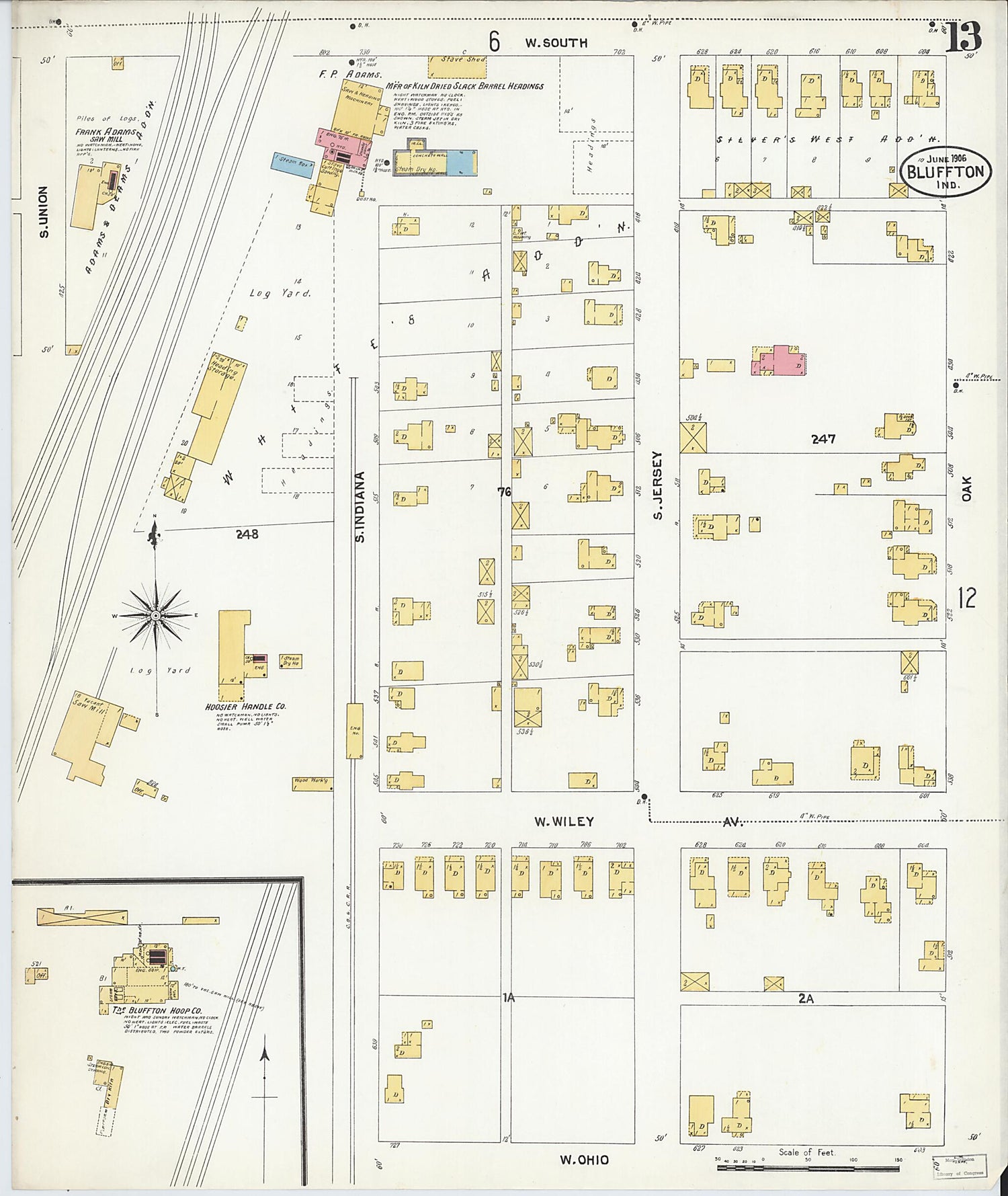 This old map of Bluffton, Wells County, Indiana was created by Sanborn Map Company in 1906