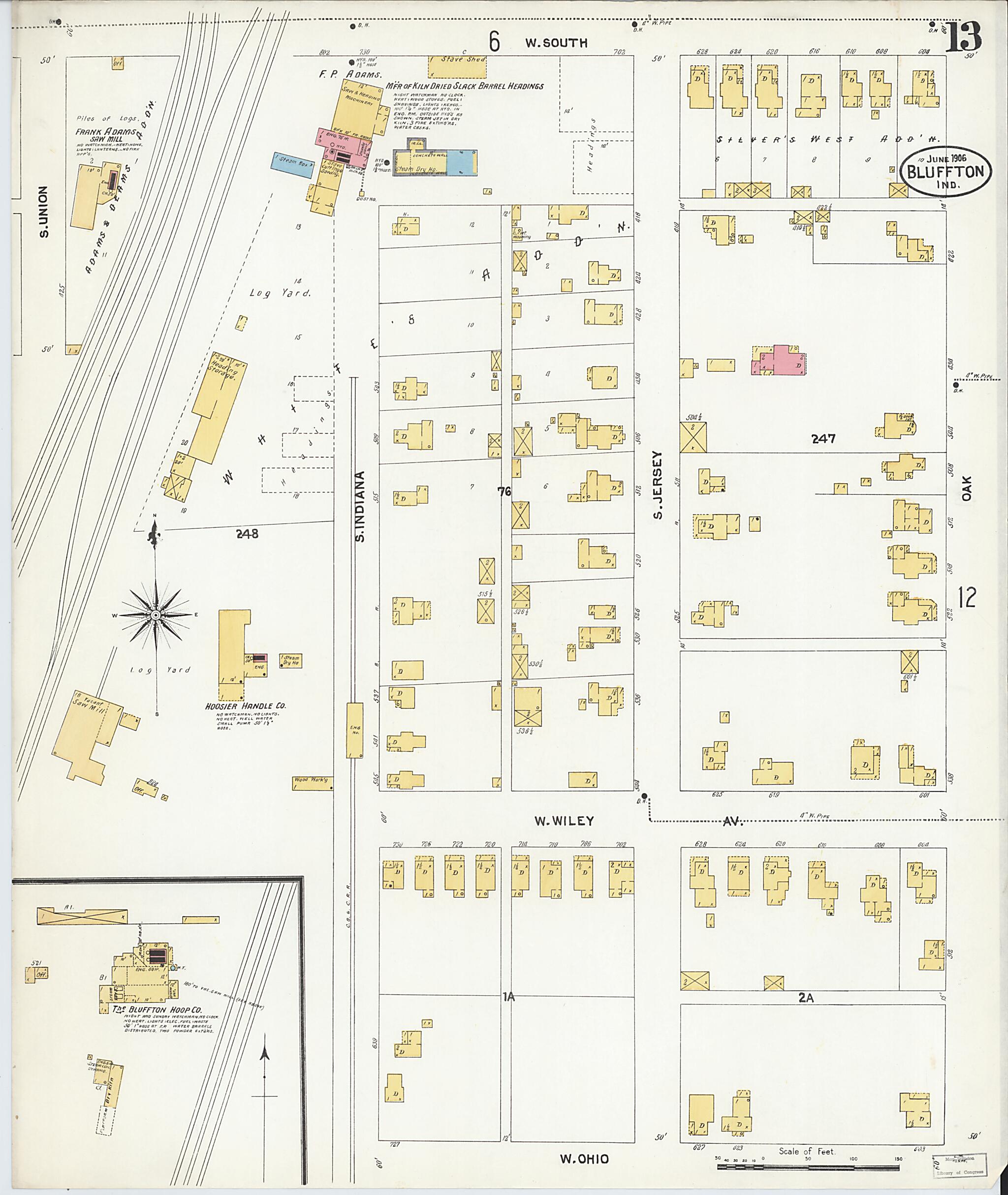 This old map of Bluffton, Wells County, Indiana was created by Sanborn Map Company in 1906