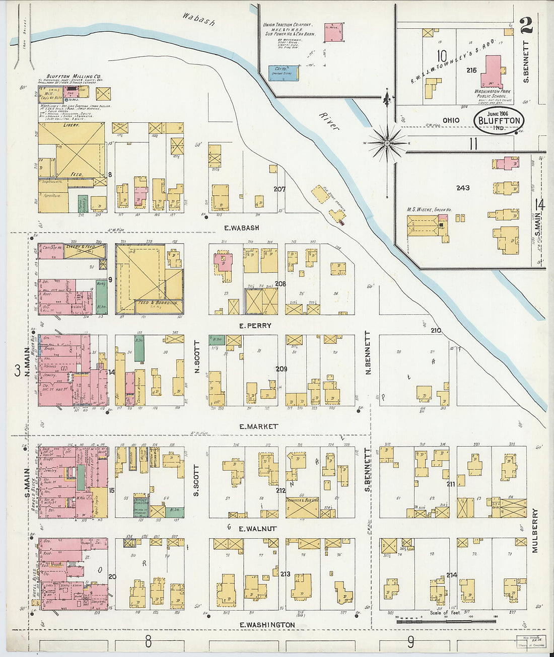 This old map of Bluffton, Wells County, Indiana was created by Sanborn Map Company in 1906