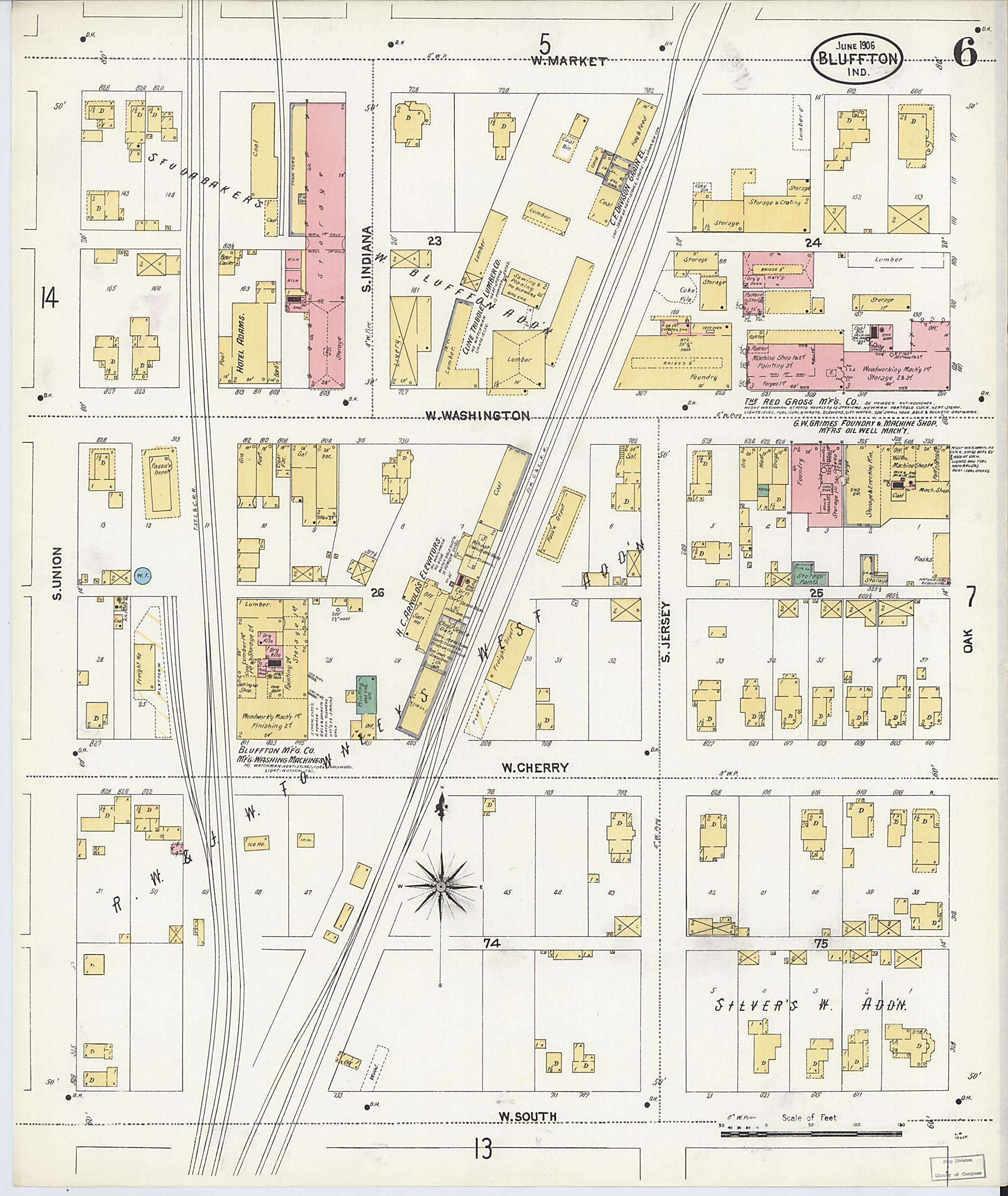 This old map of Bluffton, Wells County, Indiana was created by Sanborn Map Company in 1906