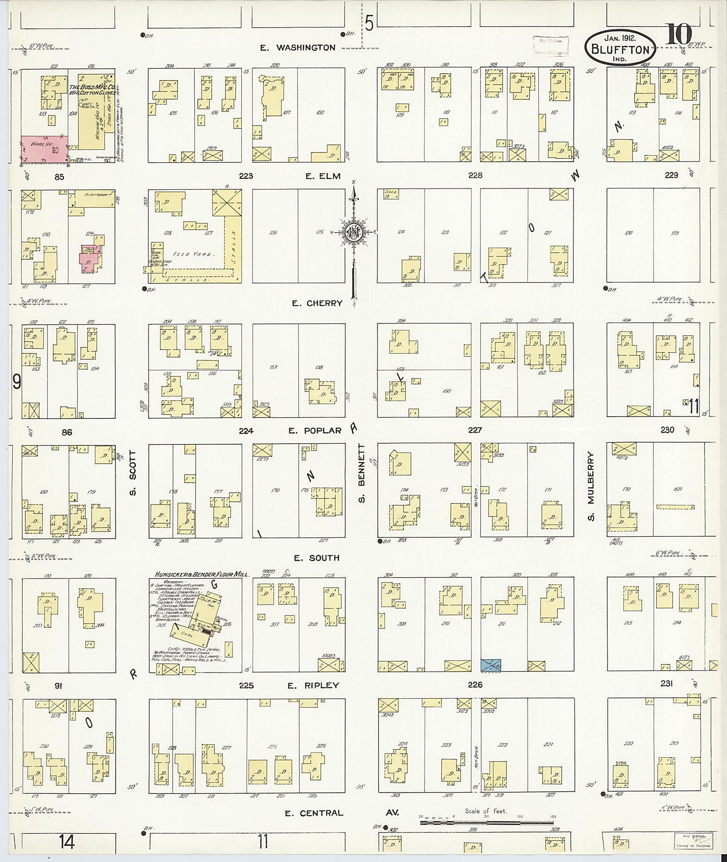 This old map of Bluffton, Wells County, Indiana was created by Sanborn Map Company in 1912