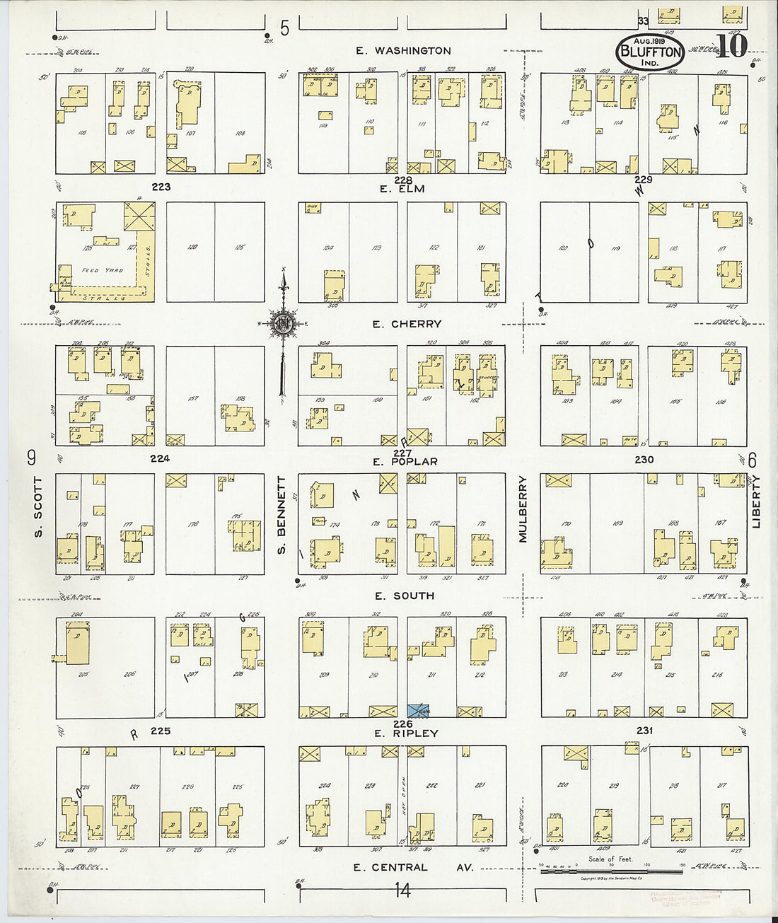 This old map of Bluffton, Wells County, Indiana was created by Sanborn Map Company in 1919