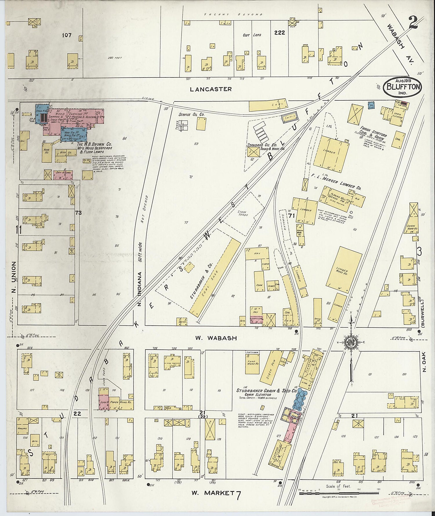 This old map of Bluffton, Wells County, Indiana was created by Sanborn Map Company in 1919