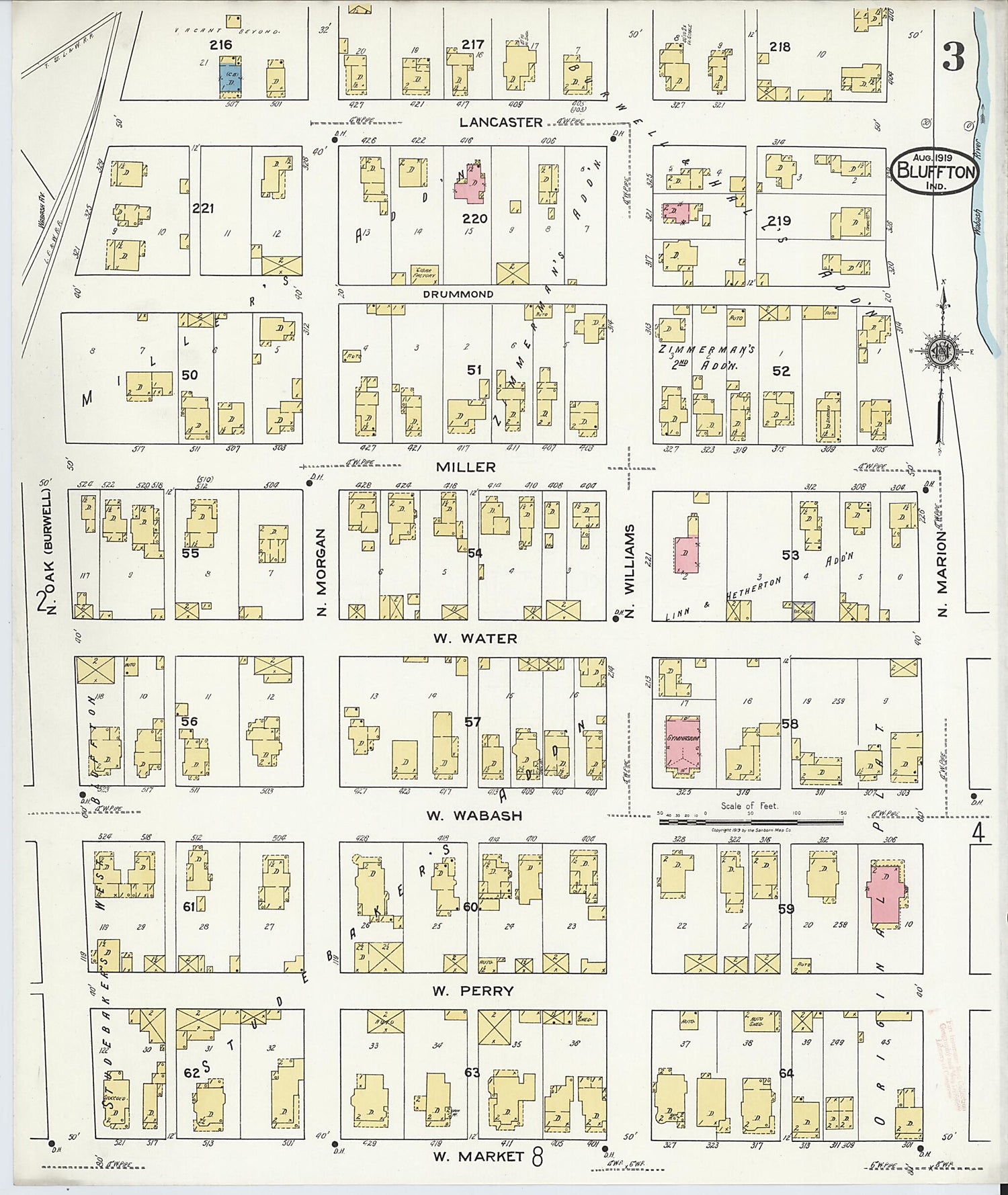 This old map of Bluffton, Wells County, Indiana was created by Sanborn Map Company in 1919