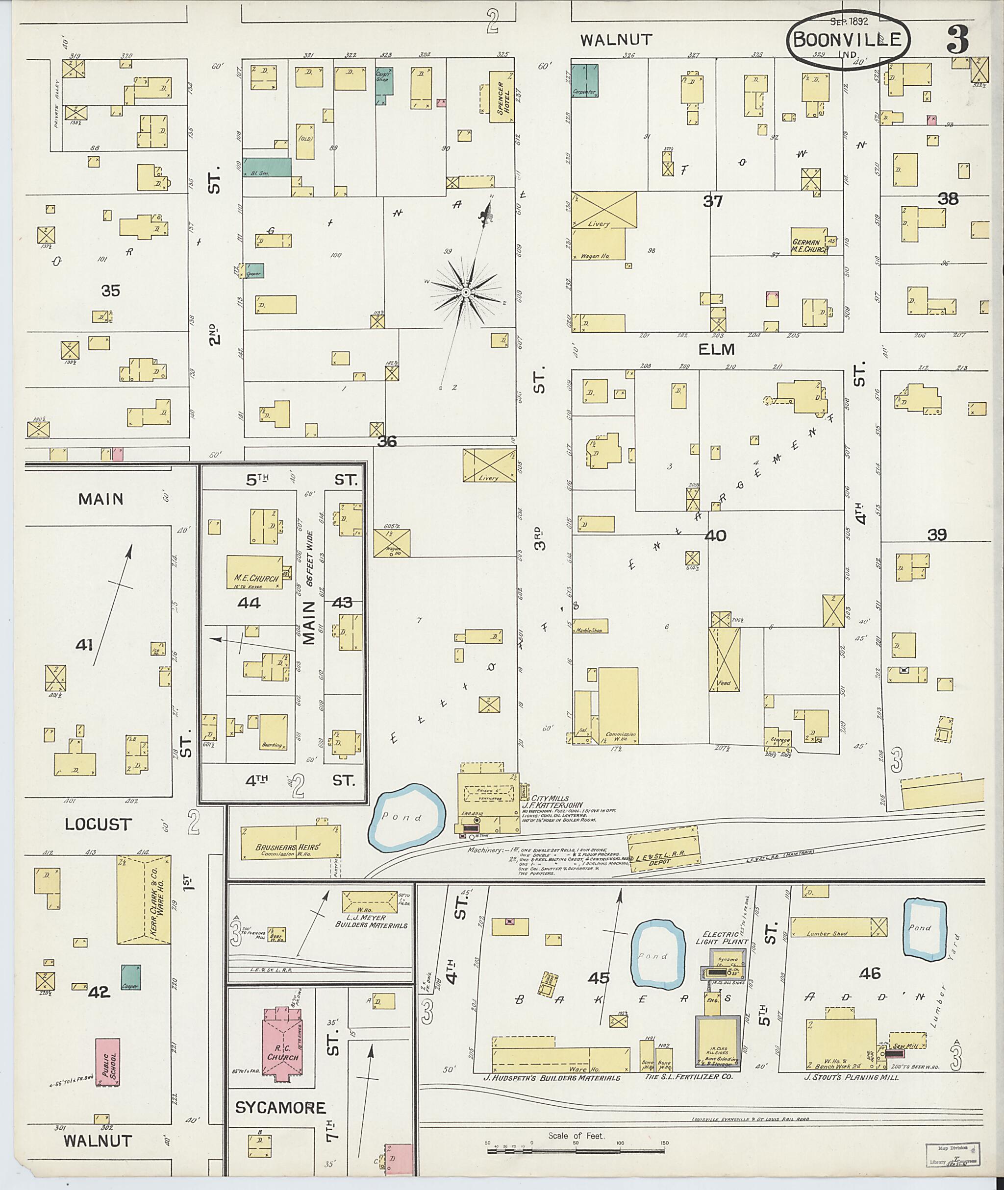 This old map of Boonville, Warrick County, Indiana was created by Sanborn Map Company in 1892