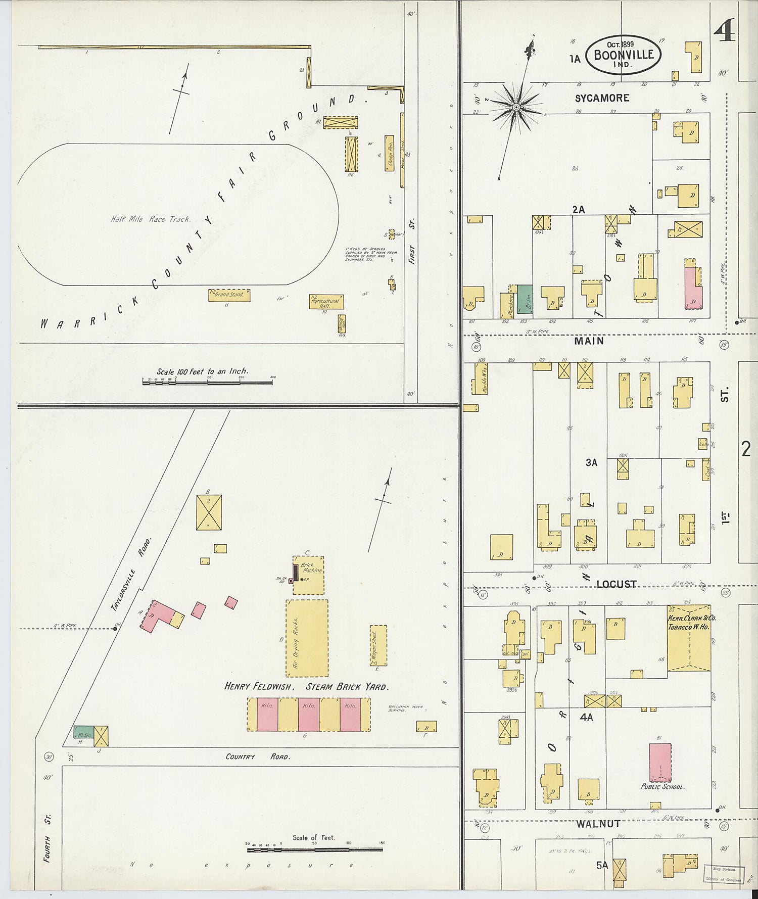 This old map of Boonville, Warrick County, Indiana was created by Sanborn Map Company in 1899