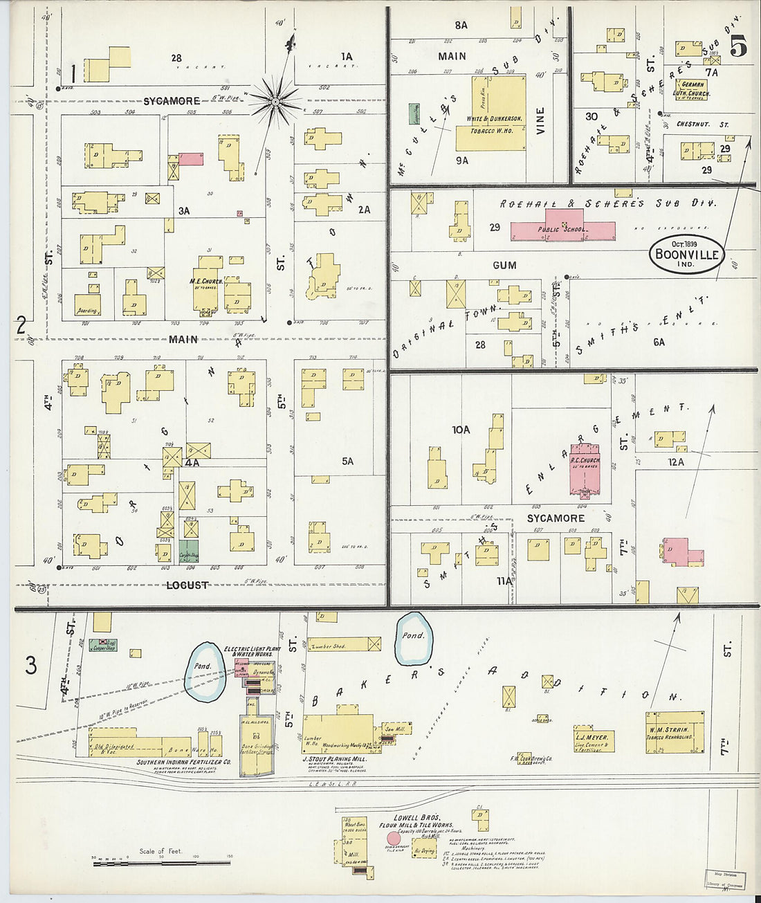 This old map of Boonville, Warrick County, Indiana was created by Sanborn Map Company in 1899