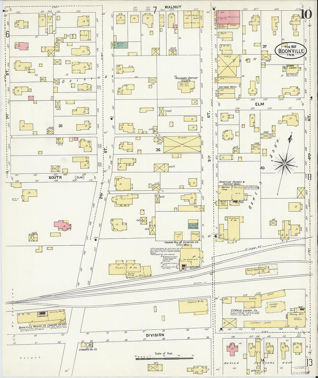 This old map of Boonville, Warrick County, Indiana was created by Sanborn Map Company in 1907