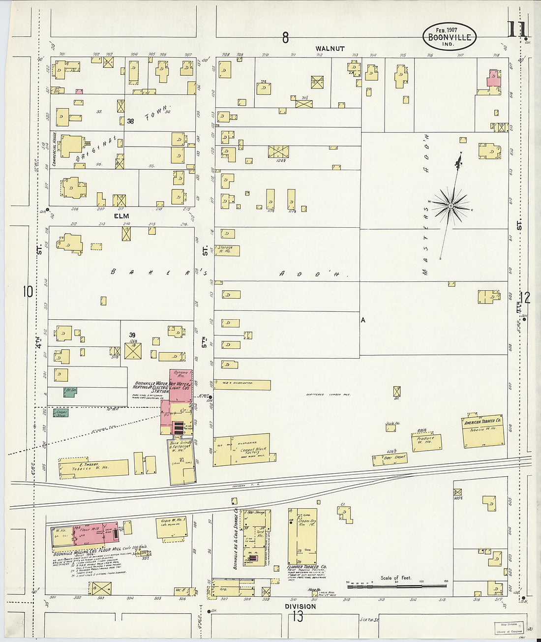 This old map of Boonville, Warrick County, Indiana was created by Sanborn Map Company in 1907