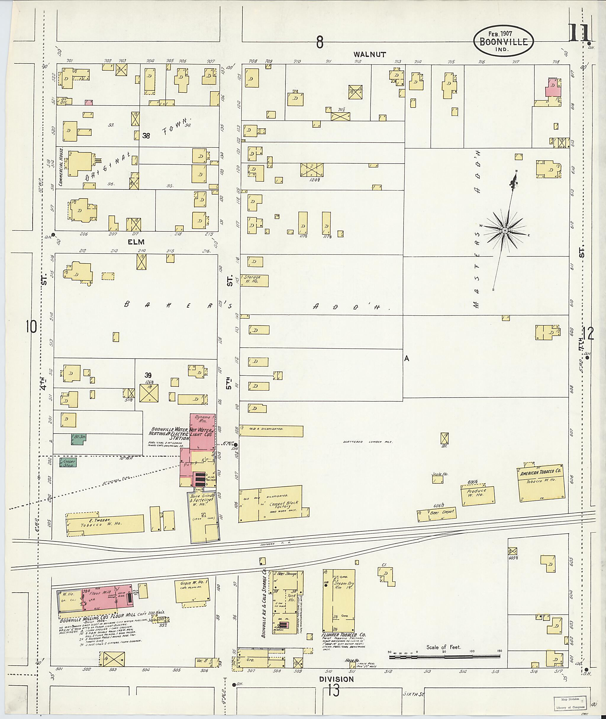 This old map of Boonville, Warrick County, Indiana was created by Sanborn Map Company in 1907