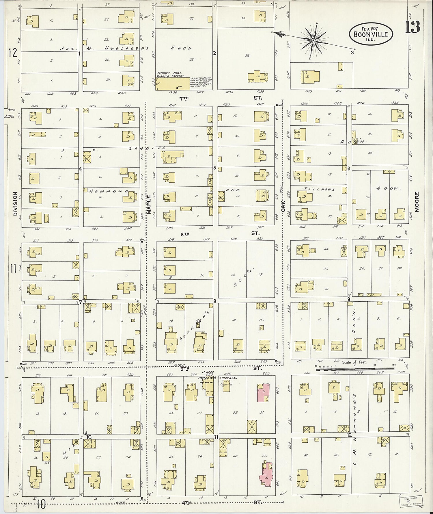 This old map of Boonville, Warrick County, Indiana was created by Sanborn Map Company in 1907